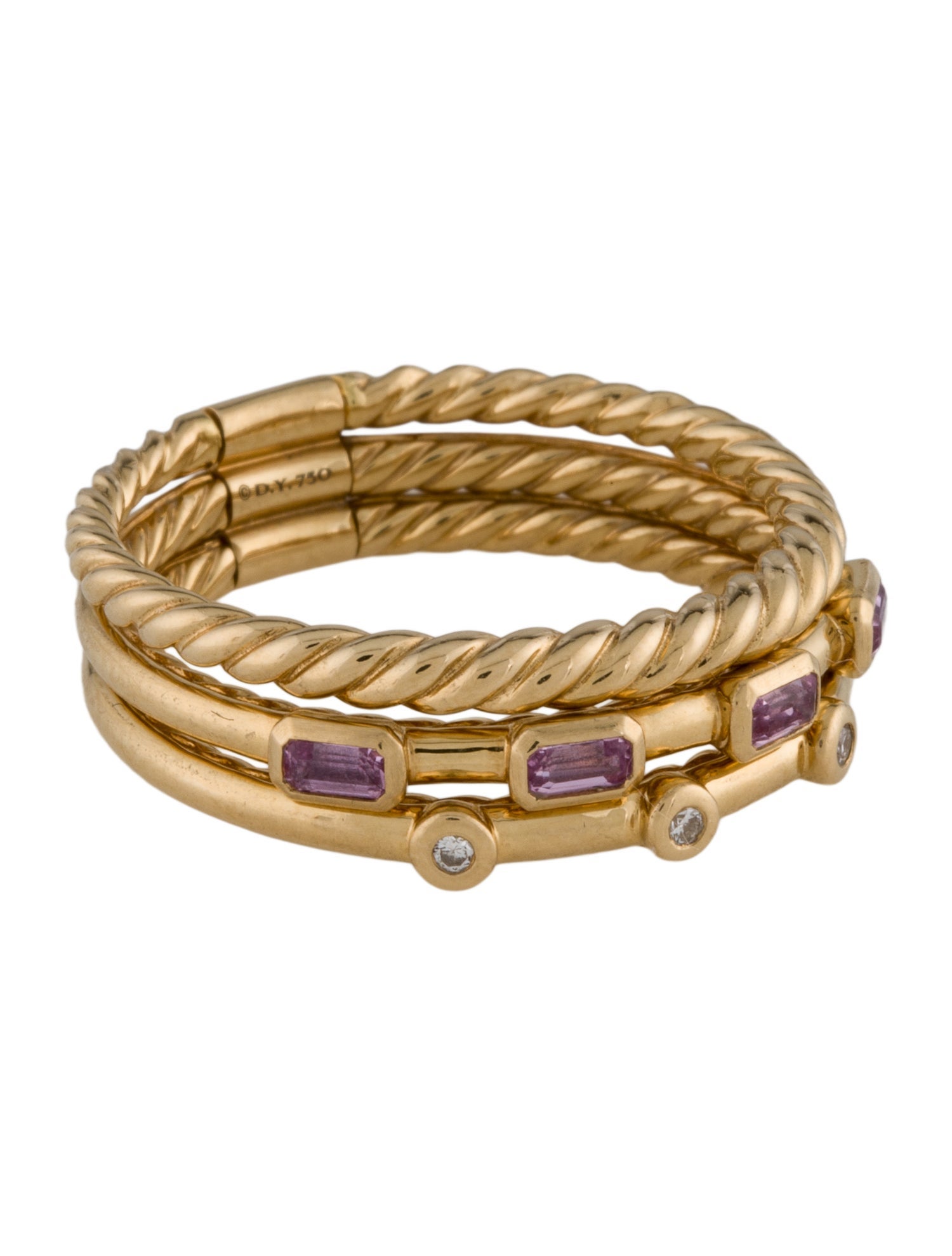 David Yurman 18K Sapphire & Diamond 3 Row Ring