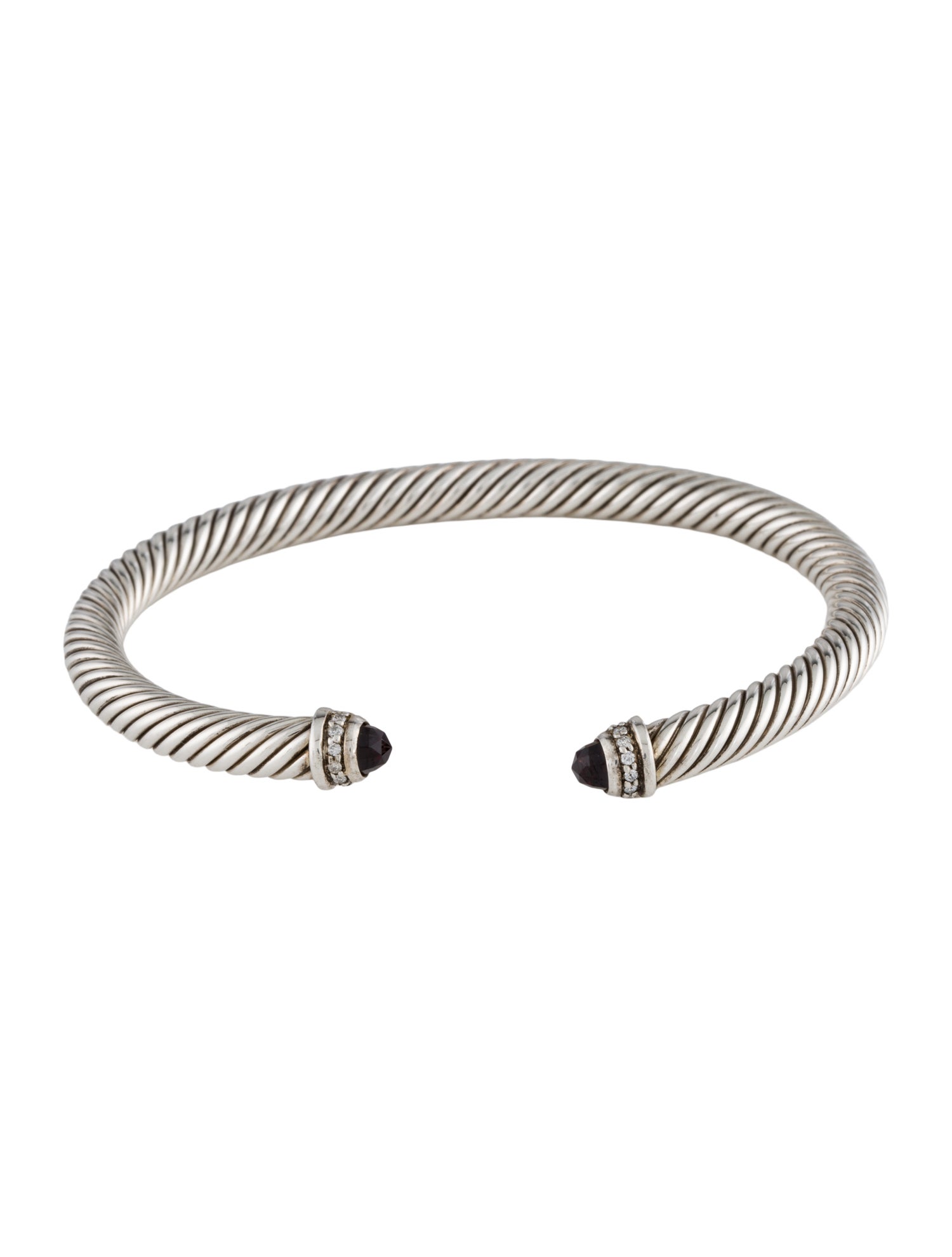 David Yurman Garnet & Diamond Classic Cable Bracelet