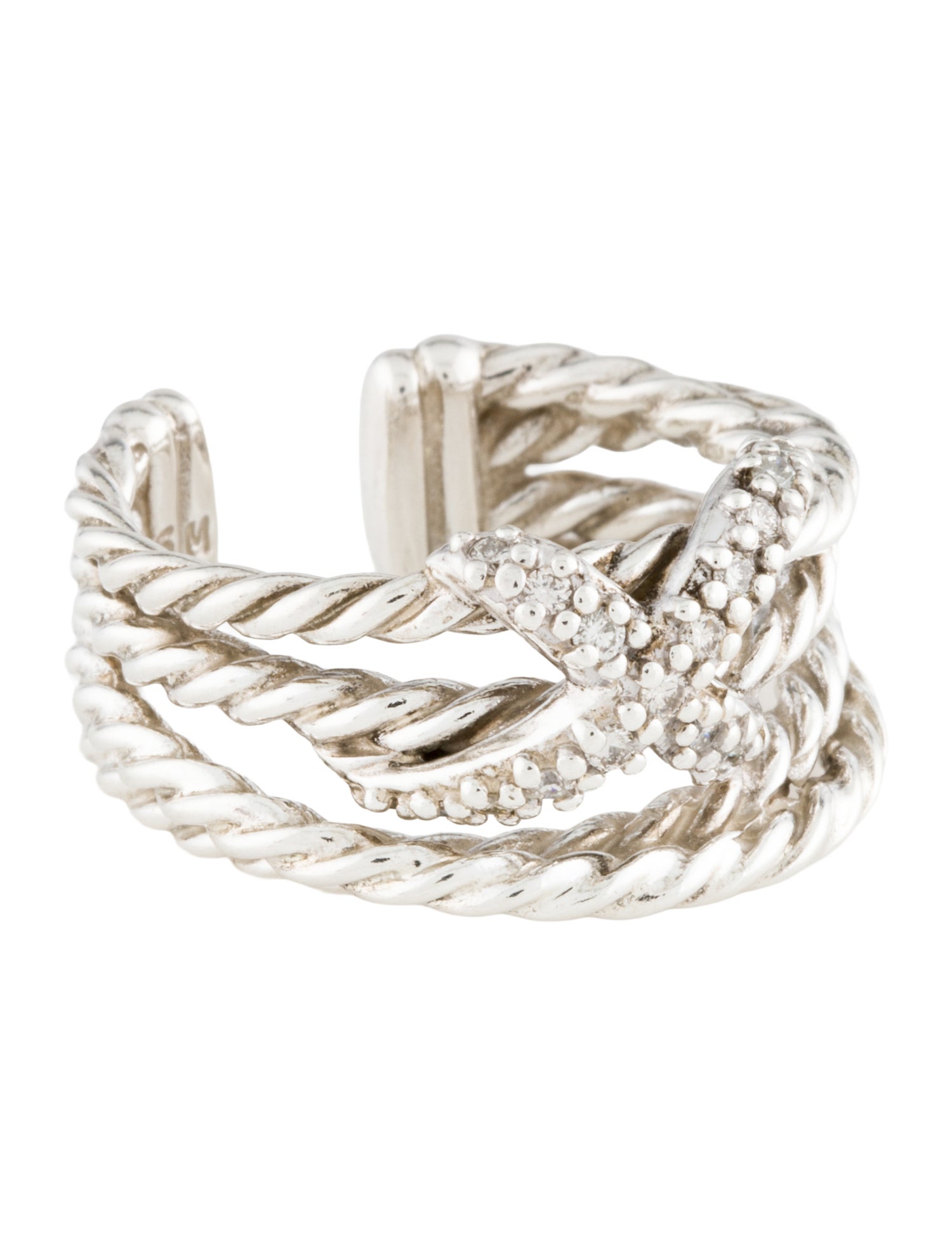 David Yurman Diamond X Crossover Open Band Ring