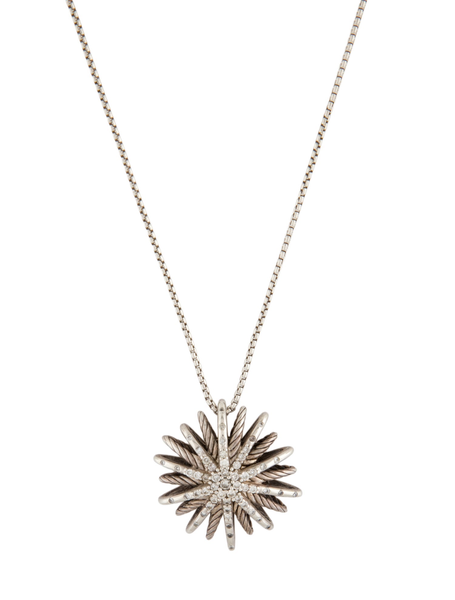 David Yurman Diamond Medium Starburst Pendant Necklace