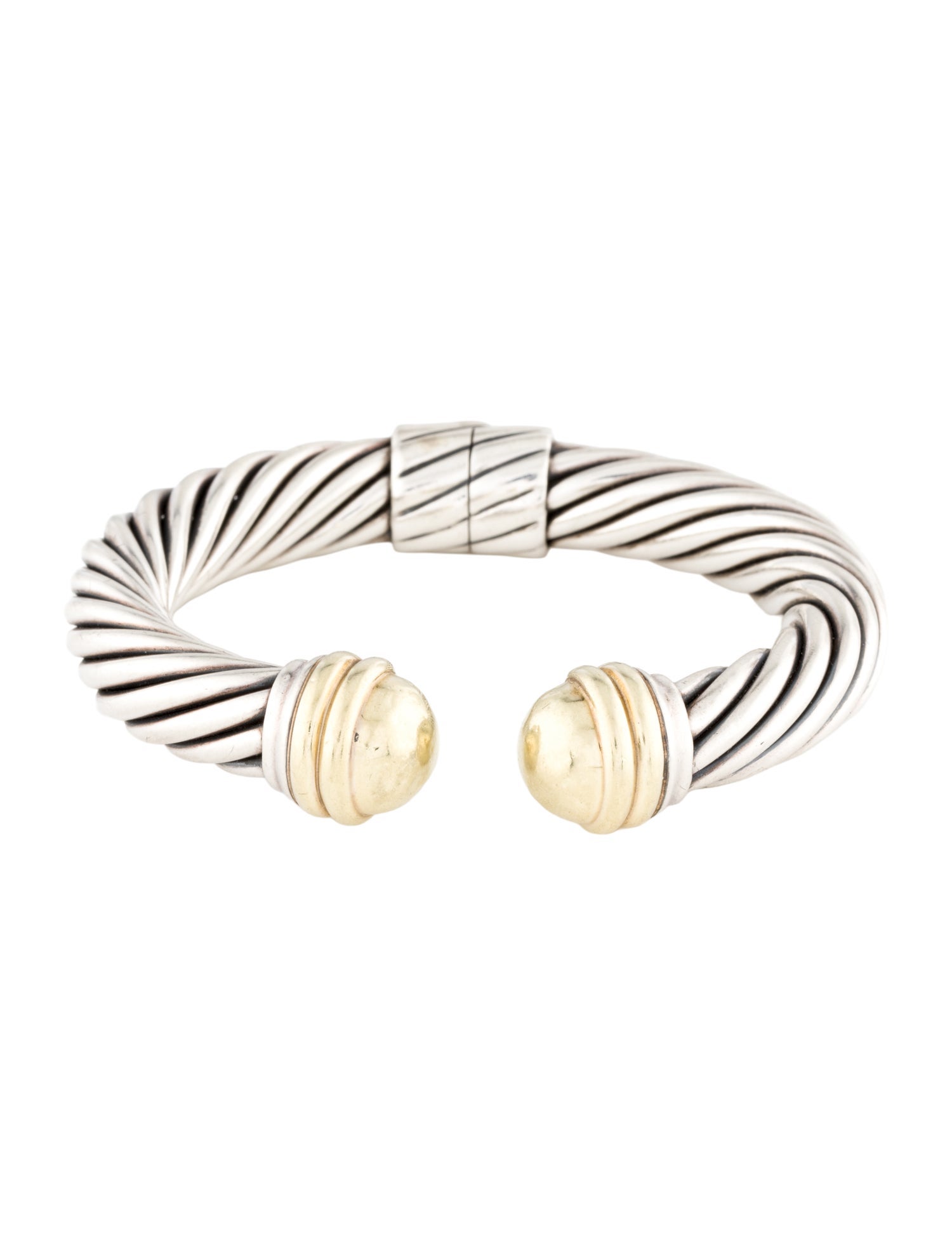 David Yurman Vintage Two-Tone Dome Cable Classic Hinged Cuff Bracelet