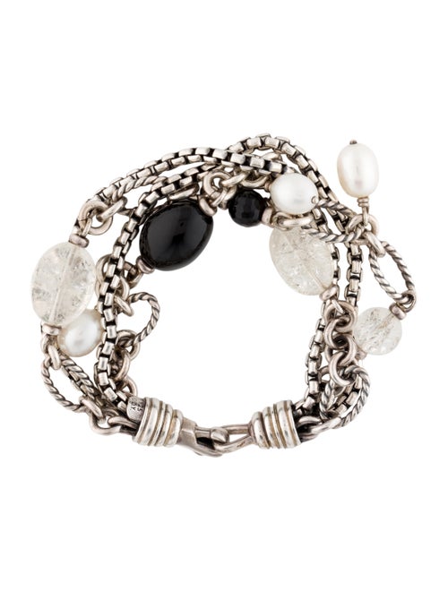 David Yurman Pearl, Quartz & Onyx Multi Row Chain Bracelet