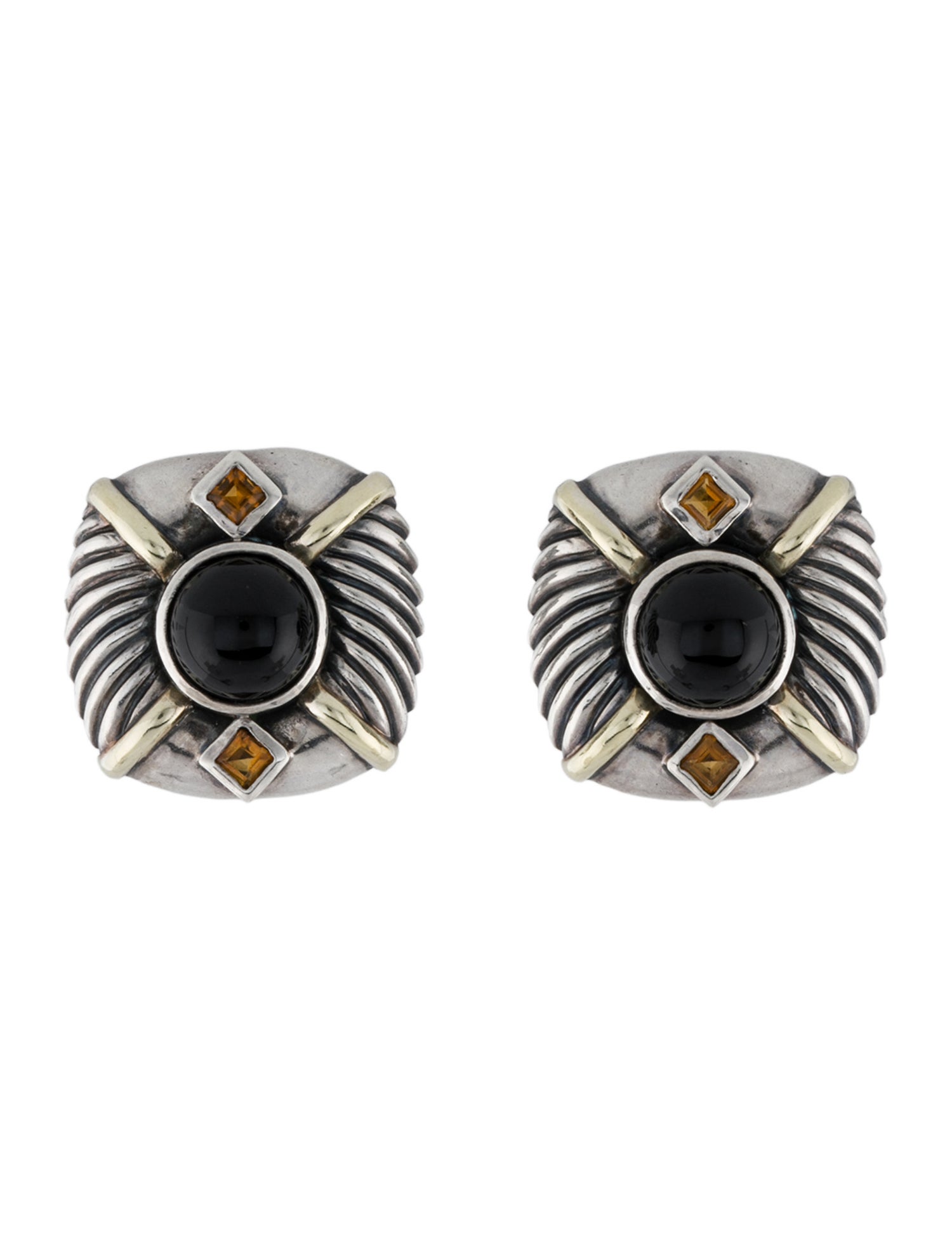 David Yurman Onyx & Citrine Renaissance Earclips