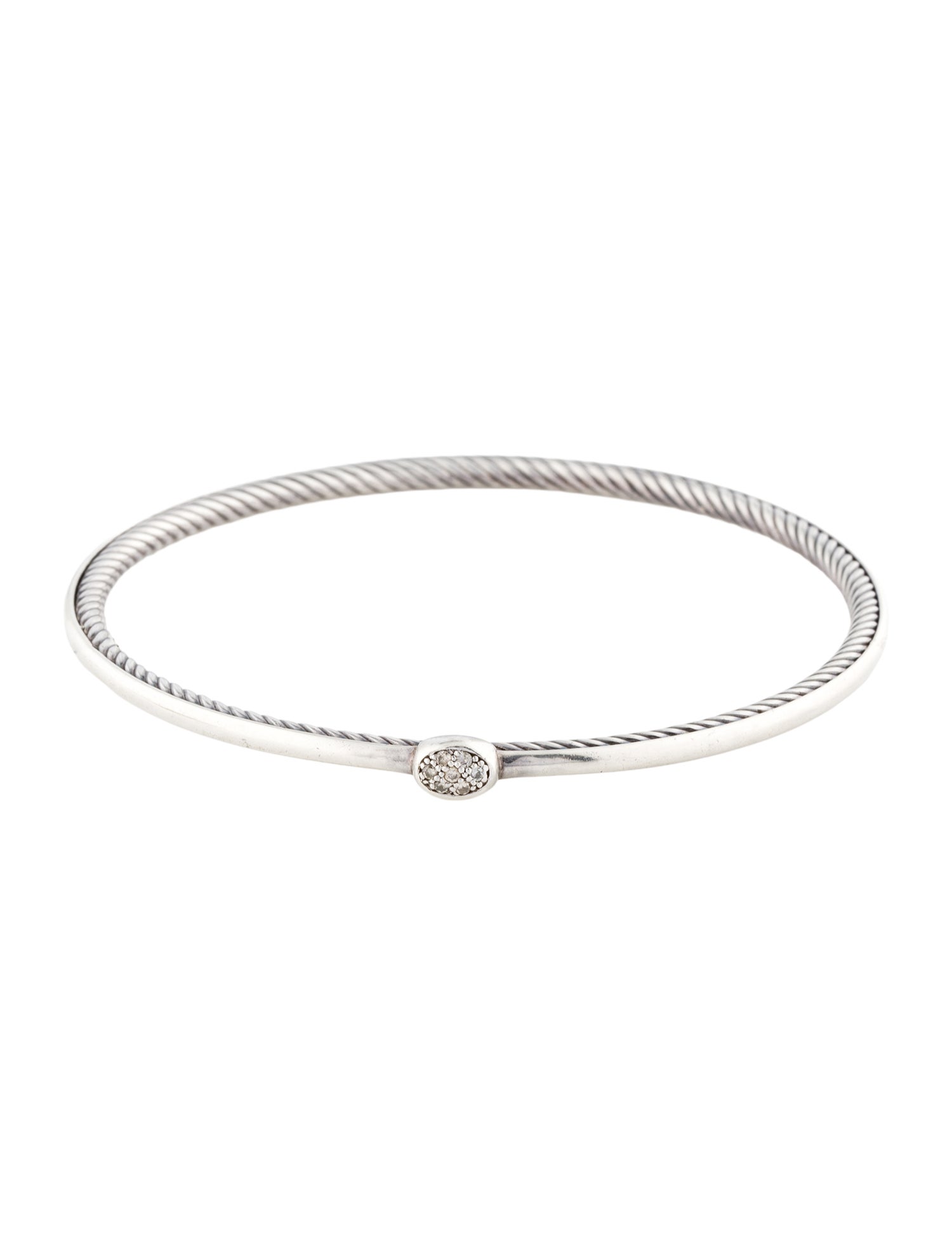 David Yurman Diamond Cable Inside Station Bangle Bracelet