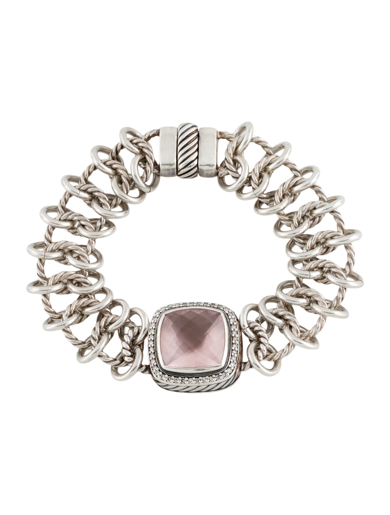 David Yurman Rose Quartz & Diamond Albion Bracelet