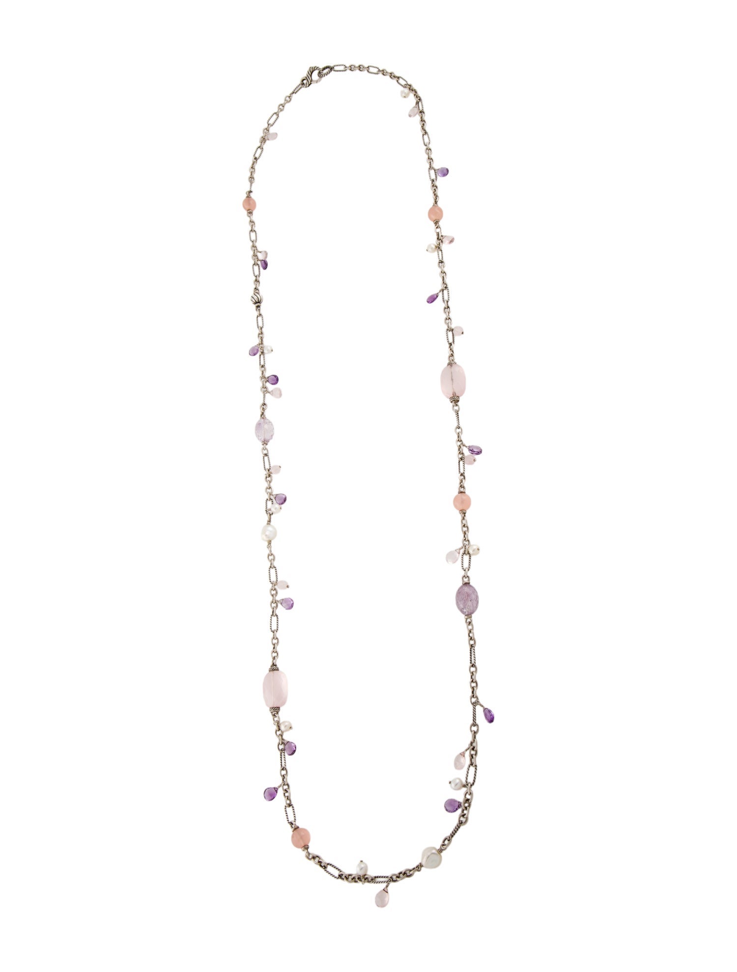 David Yurman Pearl, Amethyst & Rose Quartz Bijoux Bead Chain Necklace