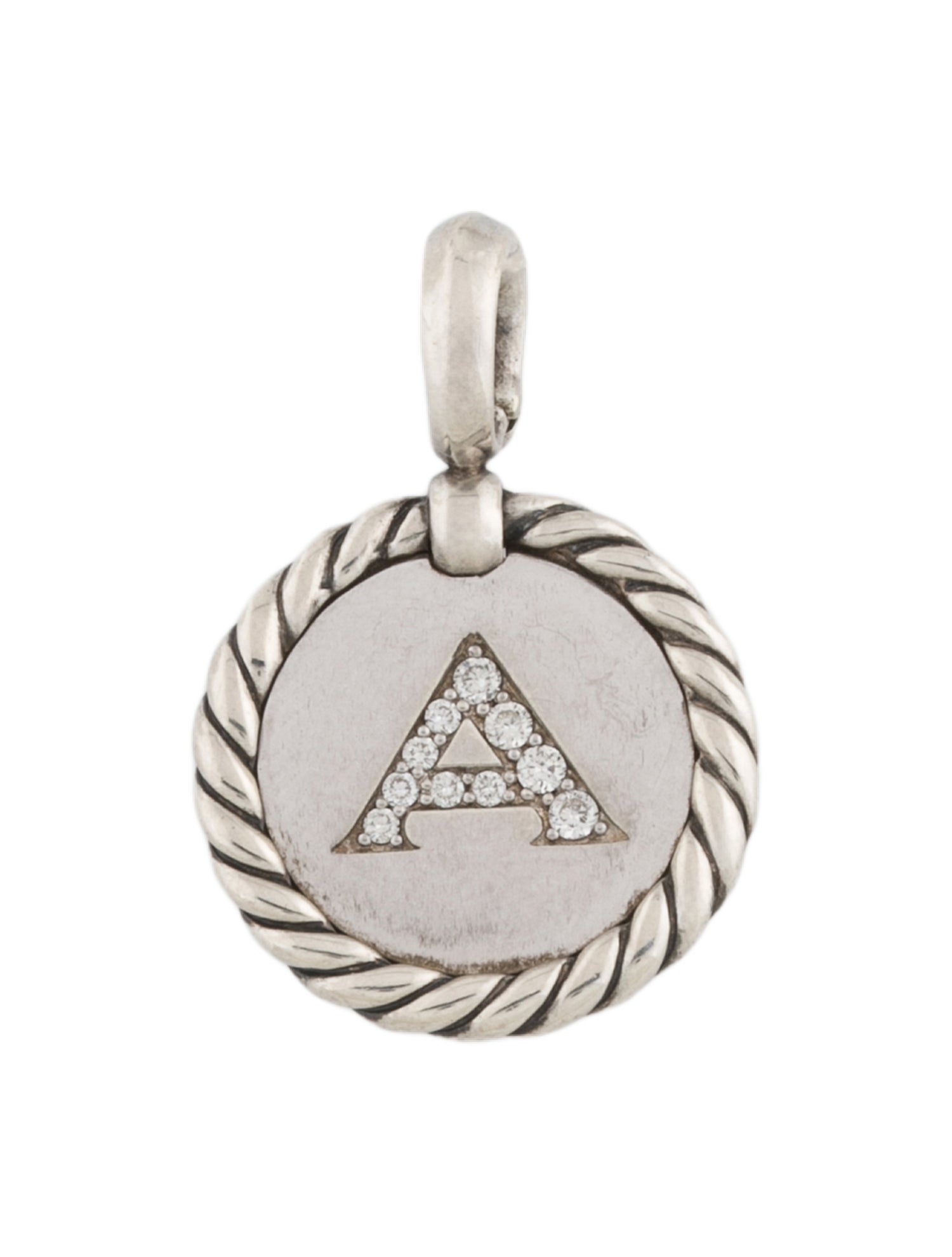 David Yurman Initial 'A' Charm Necklace