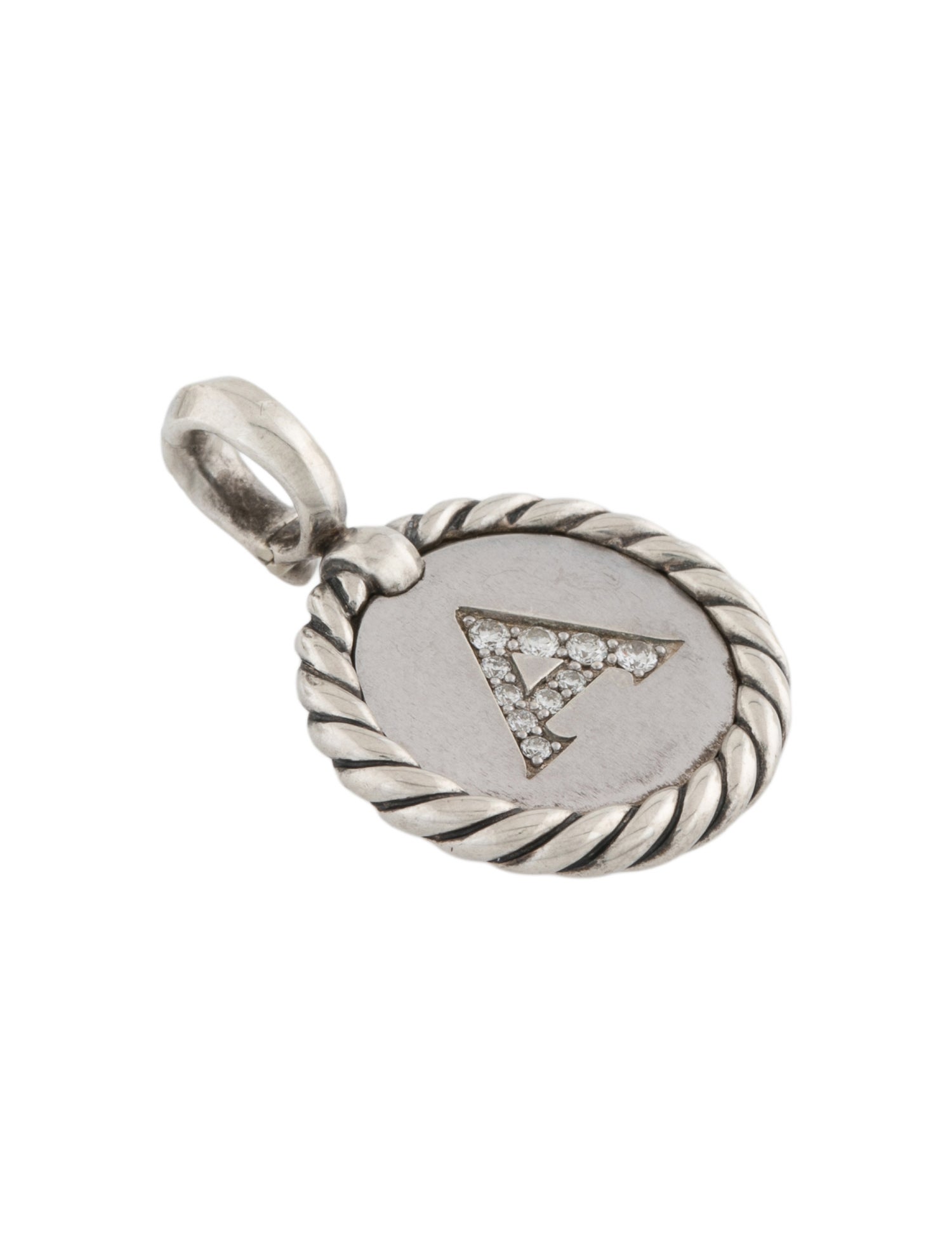 David Yurman Initial 'A' Charm Necklace
