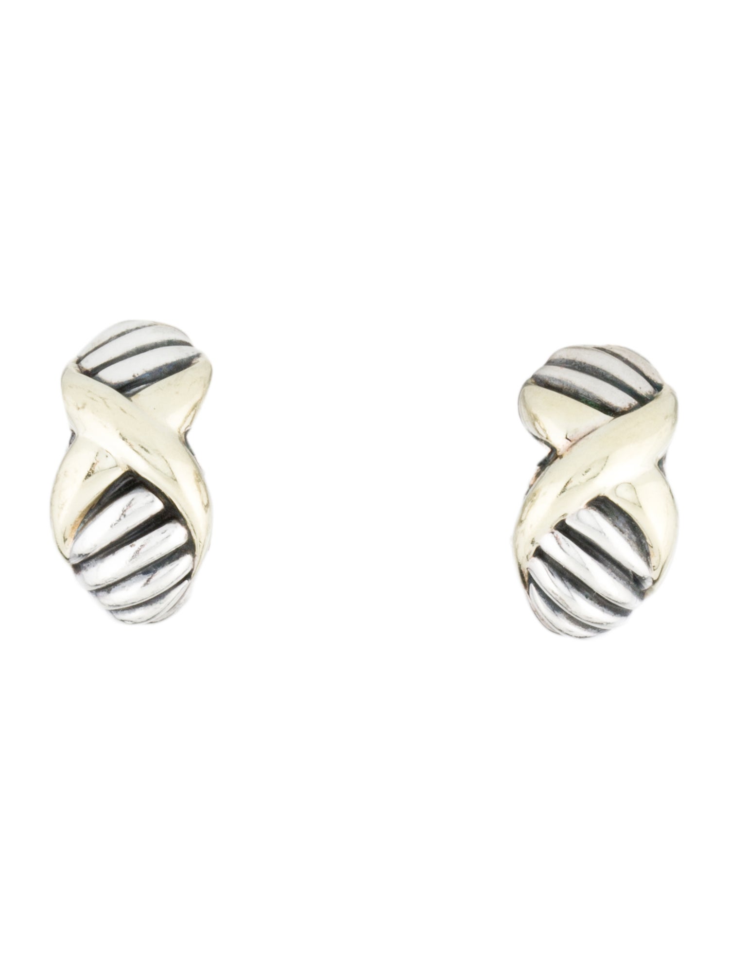 David Yurman Two-Tone X Cable Earclip Earrings