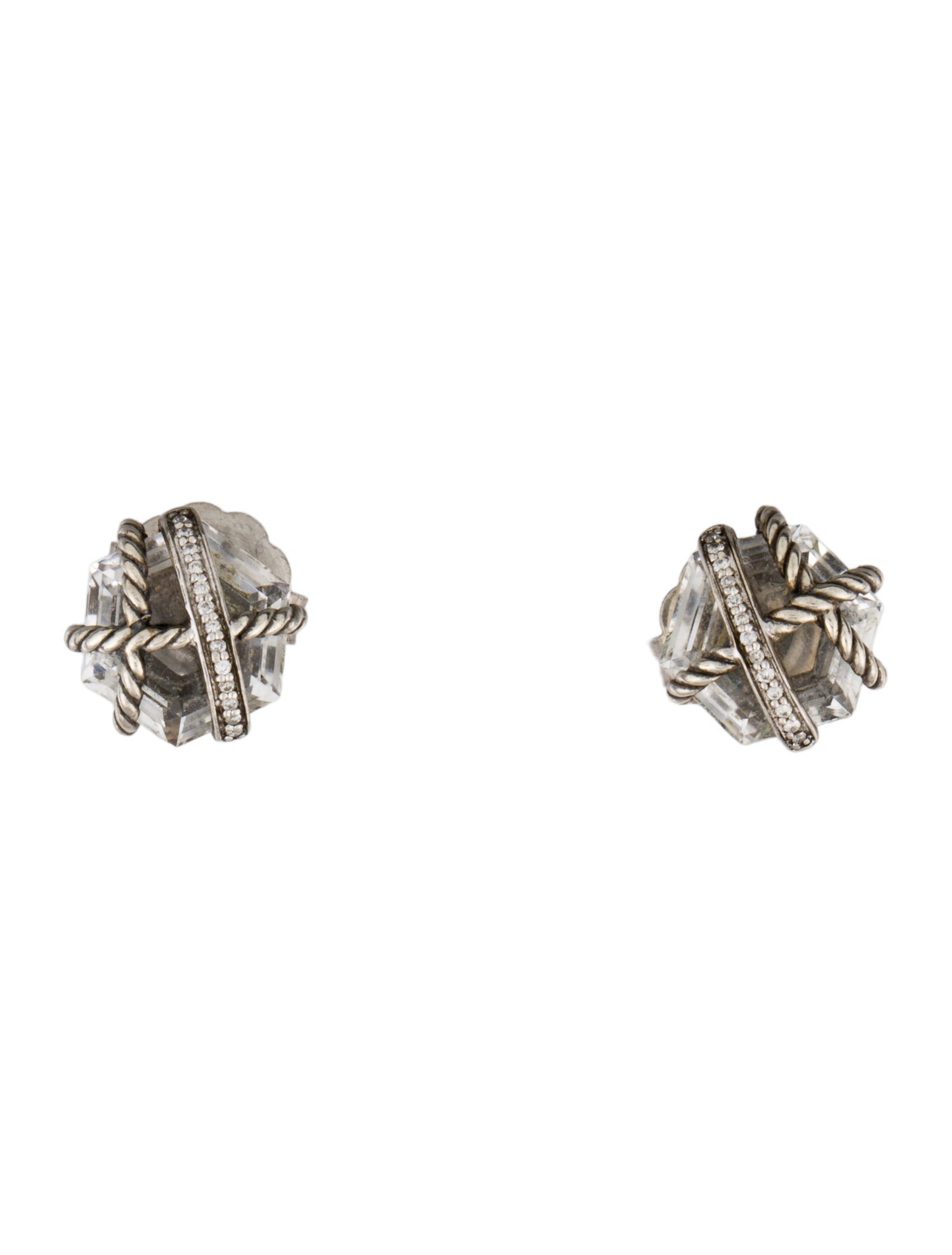 David Yurman Quartz & Diamond Cable Wrap Stud Earrings