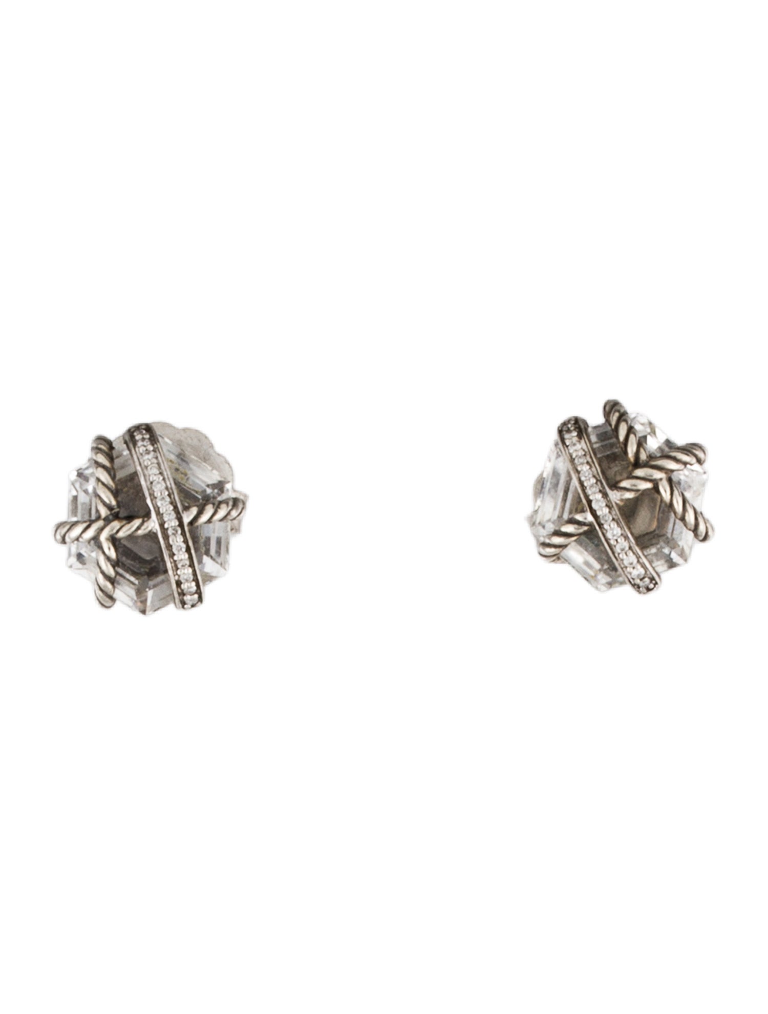 David Yurman Quartz & Diamond Cable Wrap Stud Earrings