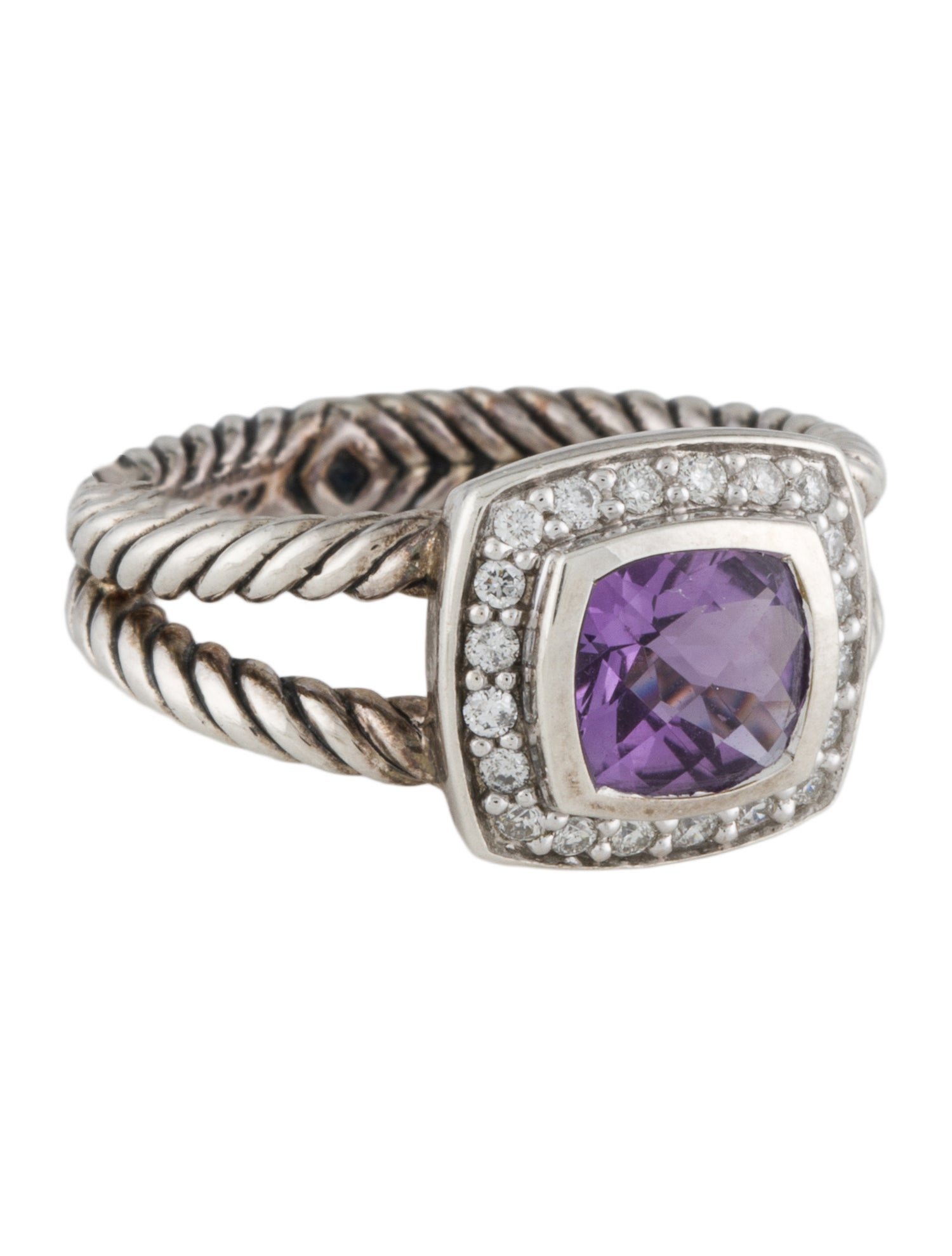 David Yurman Amethyst & Diamond Petite Albion Ring