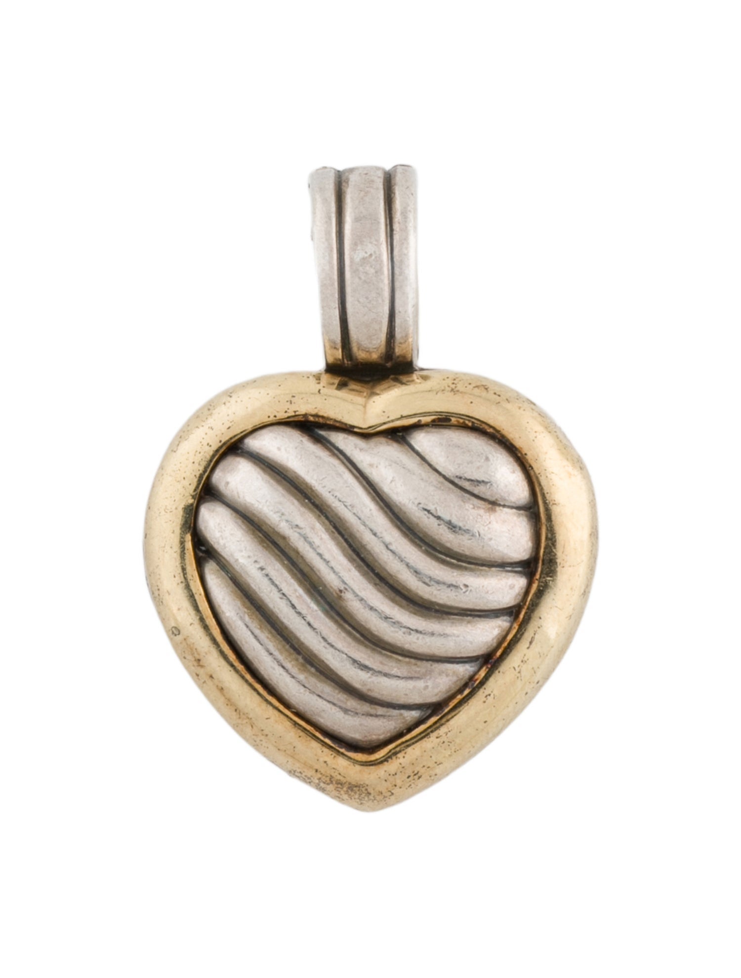 David Yurman Two-Tone Sculpted Cable Heart Locket