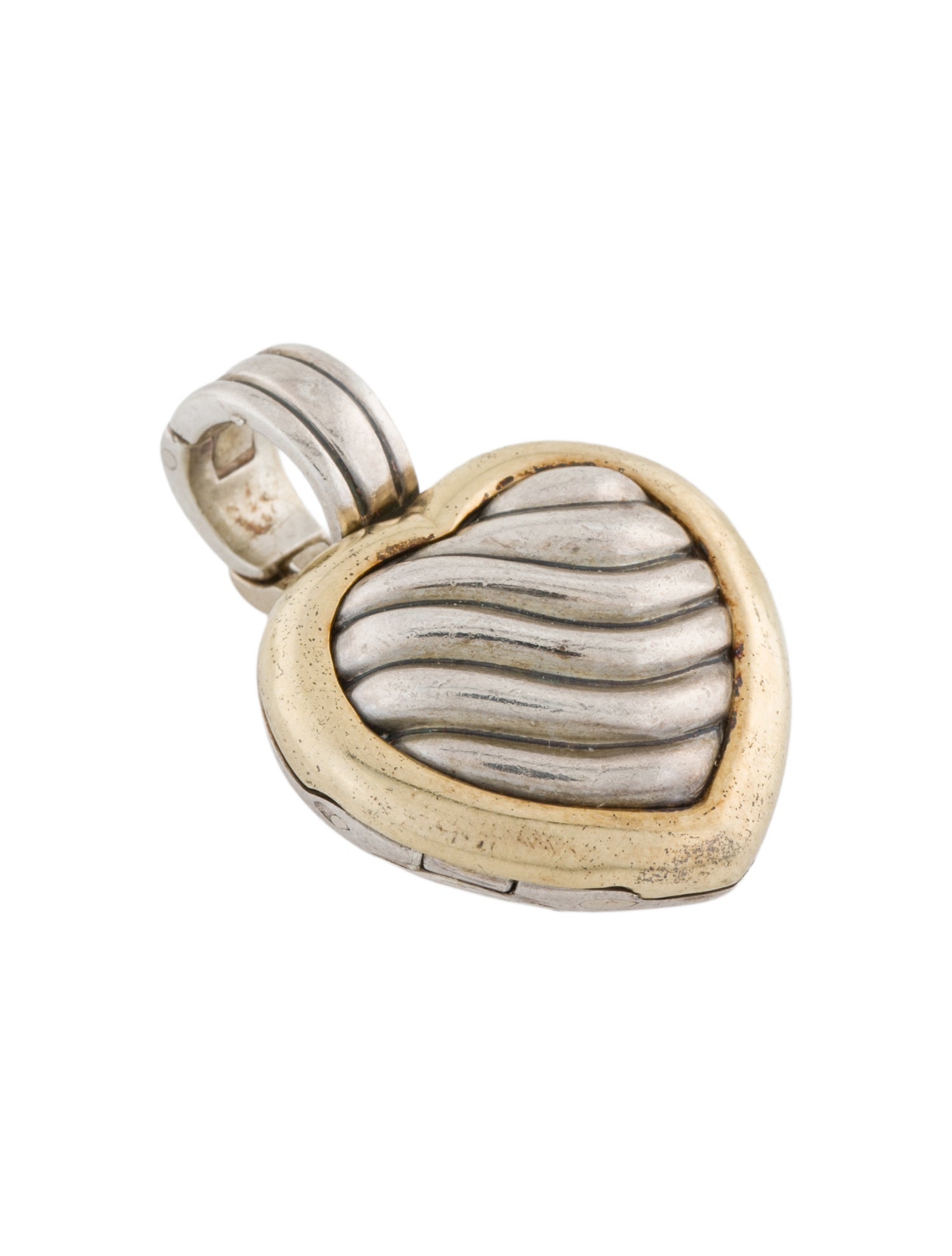 David Yurman Two-Tone Sculpted Cable Heart Locket