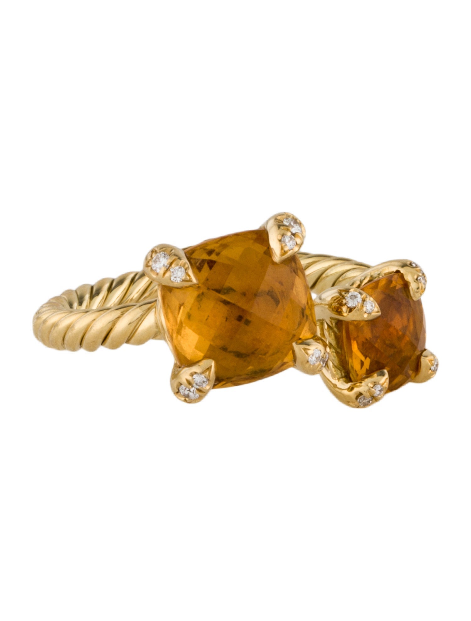 David Yurman 18K Citrine & Diamond Chatelaine Bypass Ring