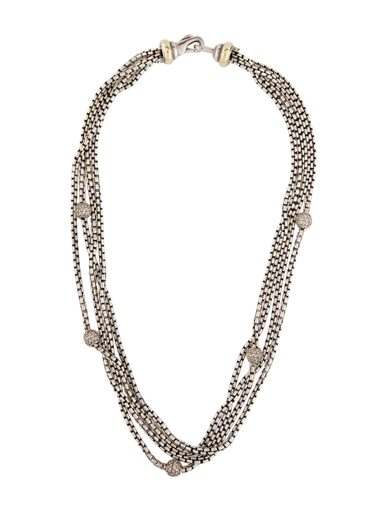 David Yurman 1.08ctw Diamond Station Multi-Strand Necklace