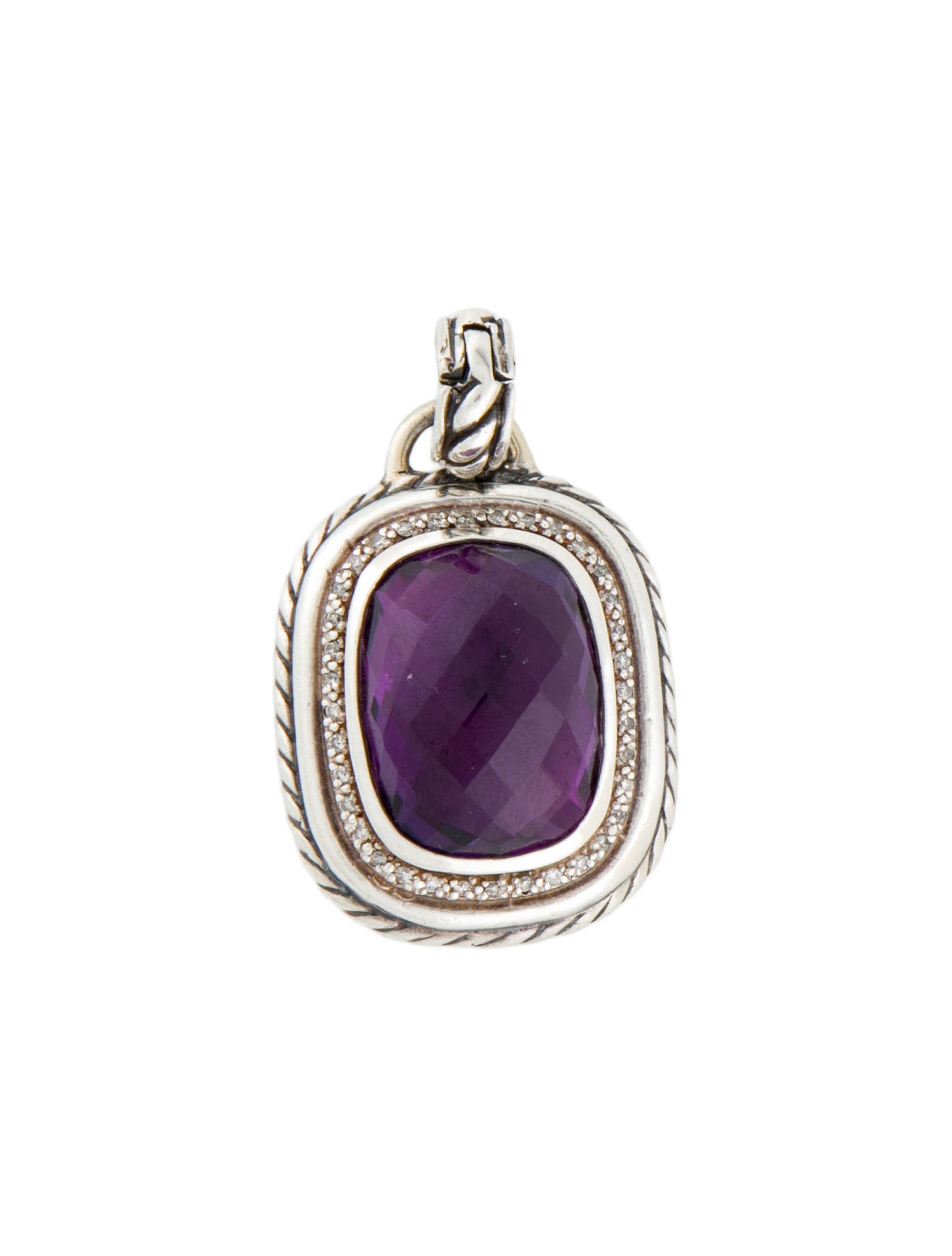 David Yurman Amethyst & Diamond Wheaton Enhancer Pendant