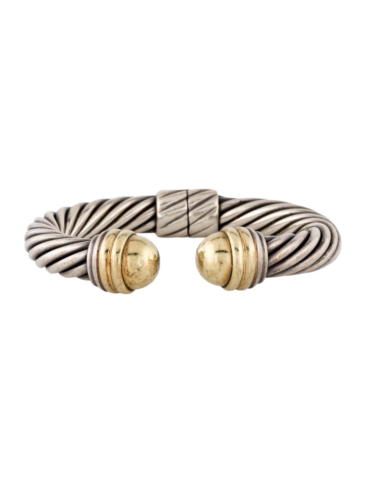 David Yurman Vintage Two-Tone Dome Cable Classic Hinged Cuff Bracelet