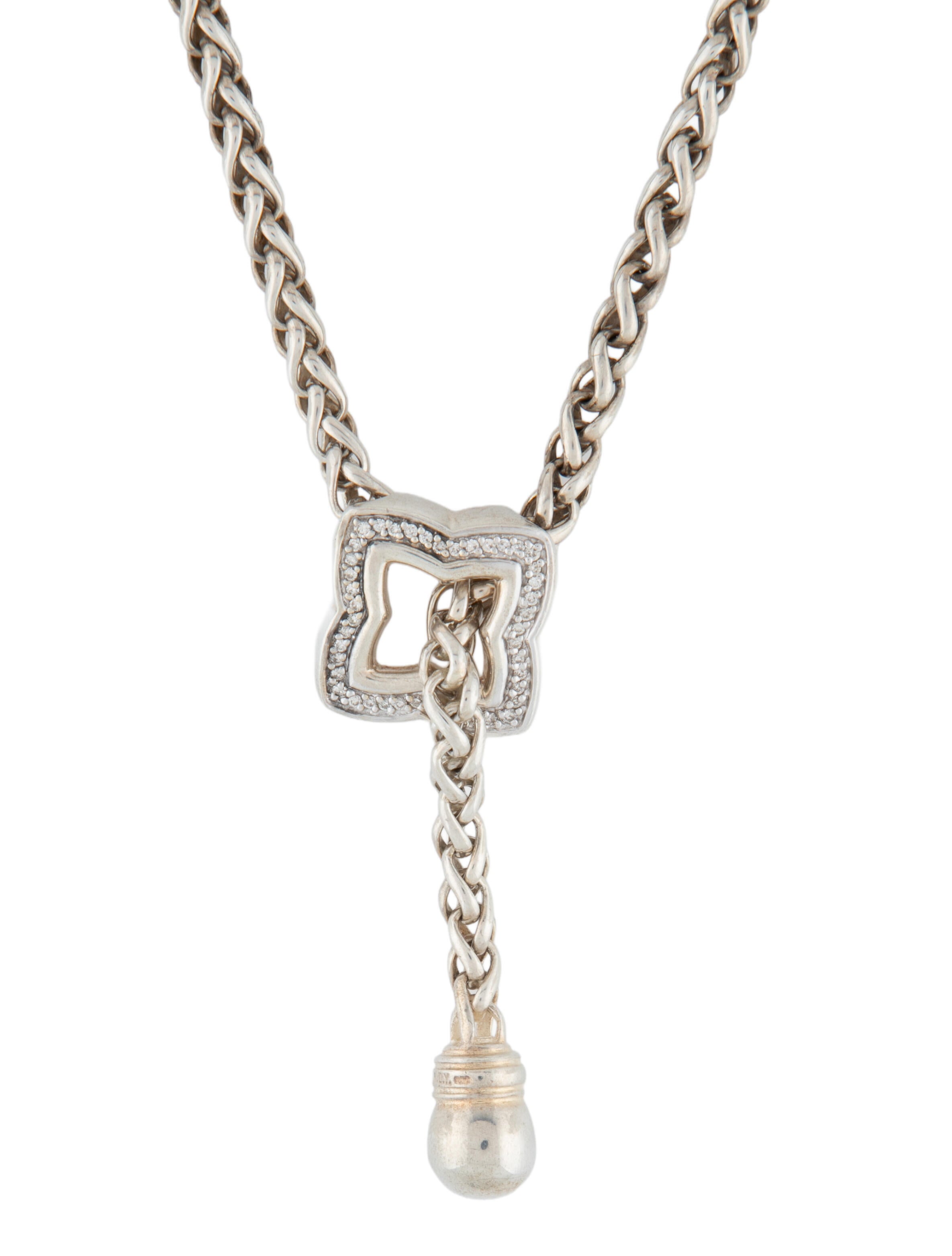 David Yurman Diamond Quatrefoil Lariat Necklace