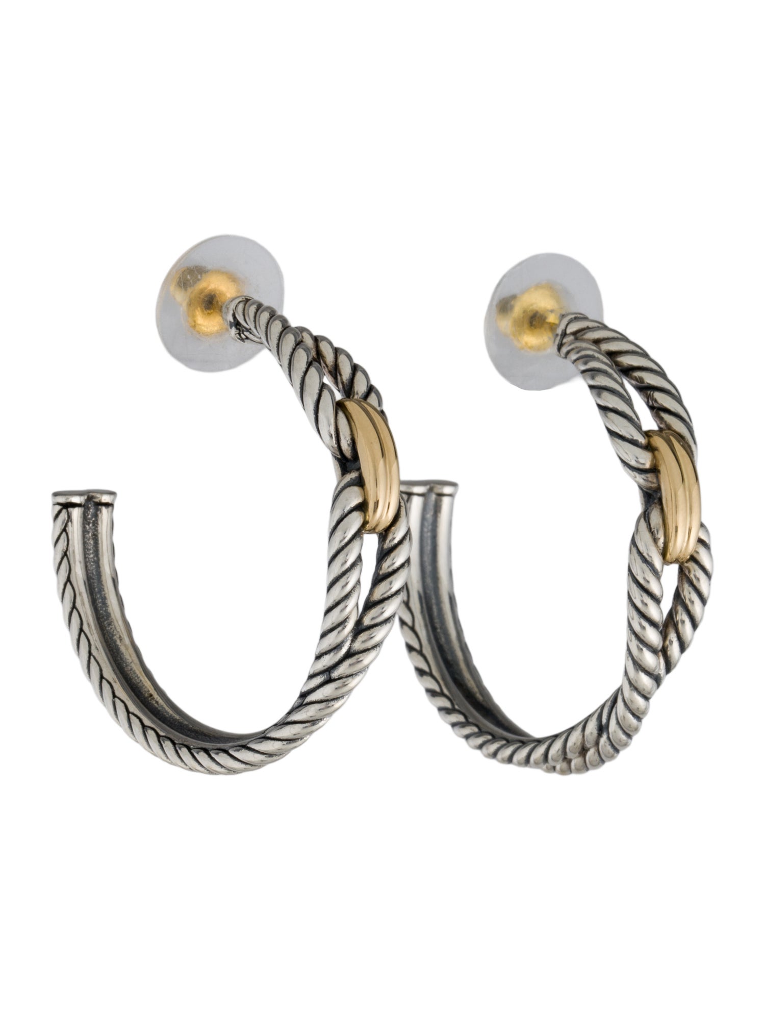 David Yurman Two-Tone Cable Loop Hoop Earrings