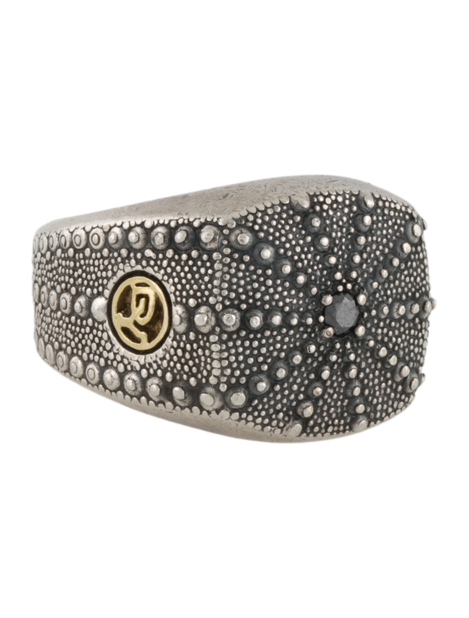David Yurman Diamond Sea Urchin Signet Ring