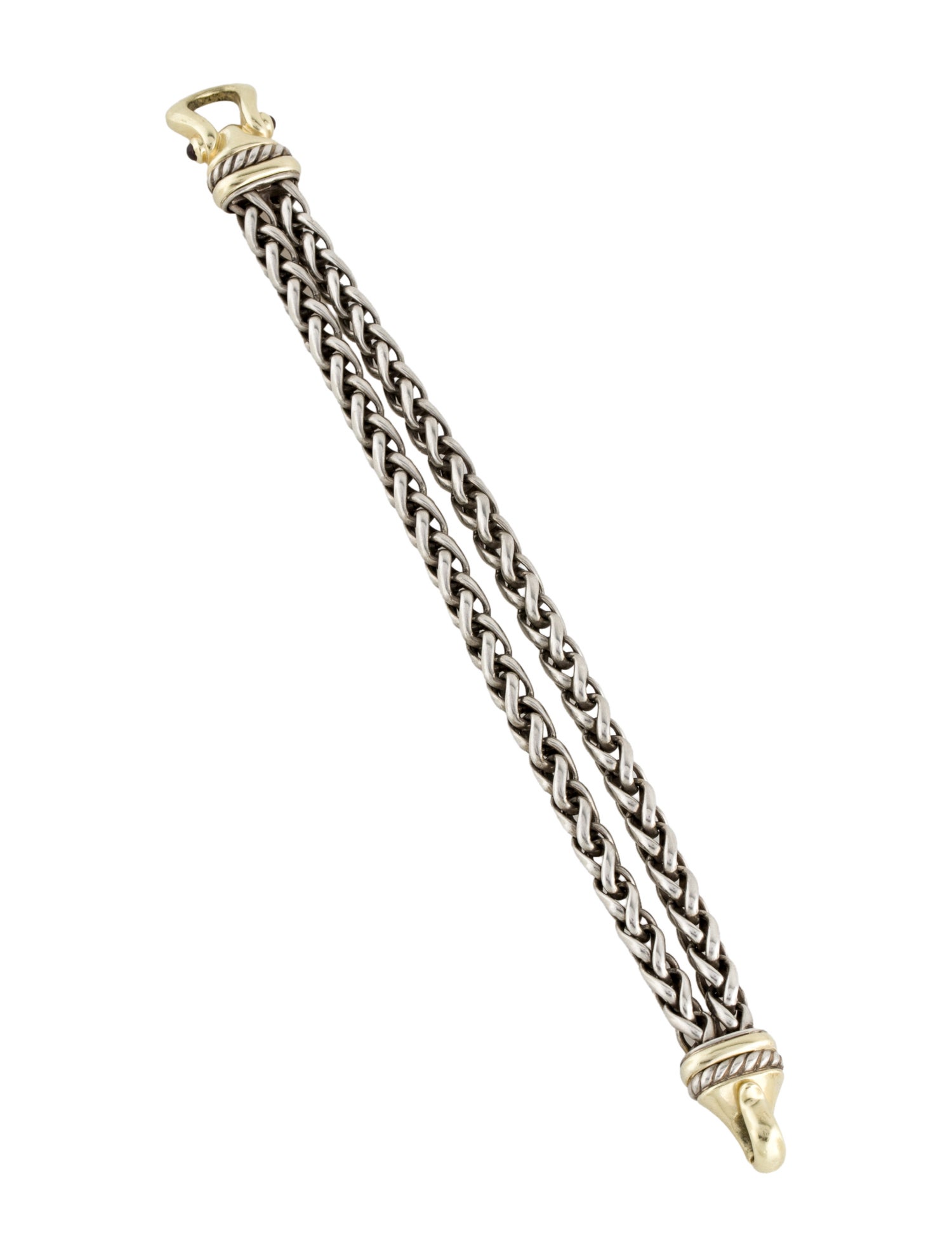 David Yurman Rhodolite-Accented Cable Buckle Wheat Chain Bracelet
