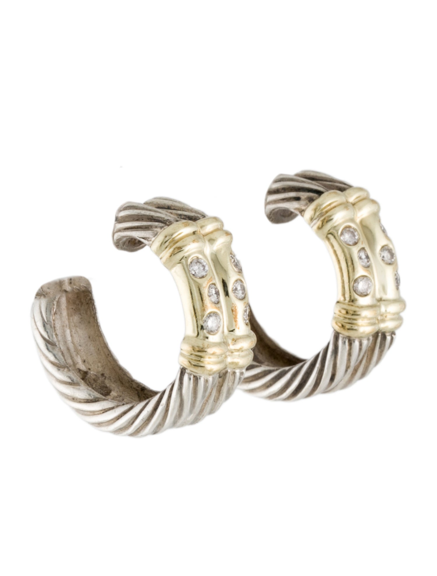 David Yurman Diamond Metro Hoop Earrings