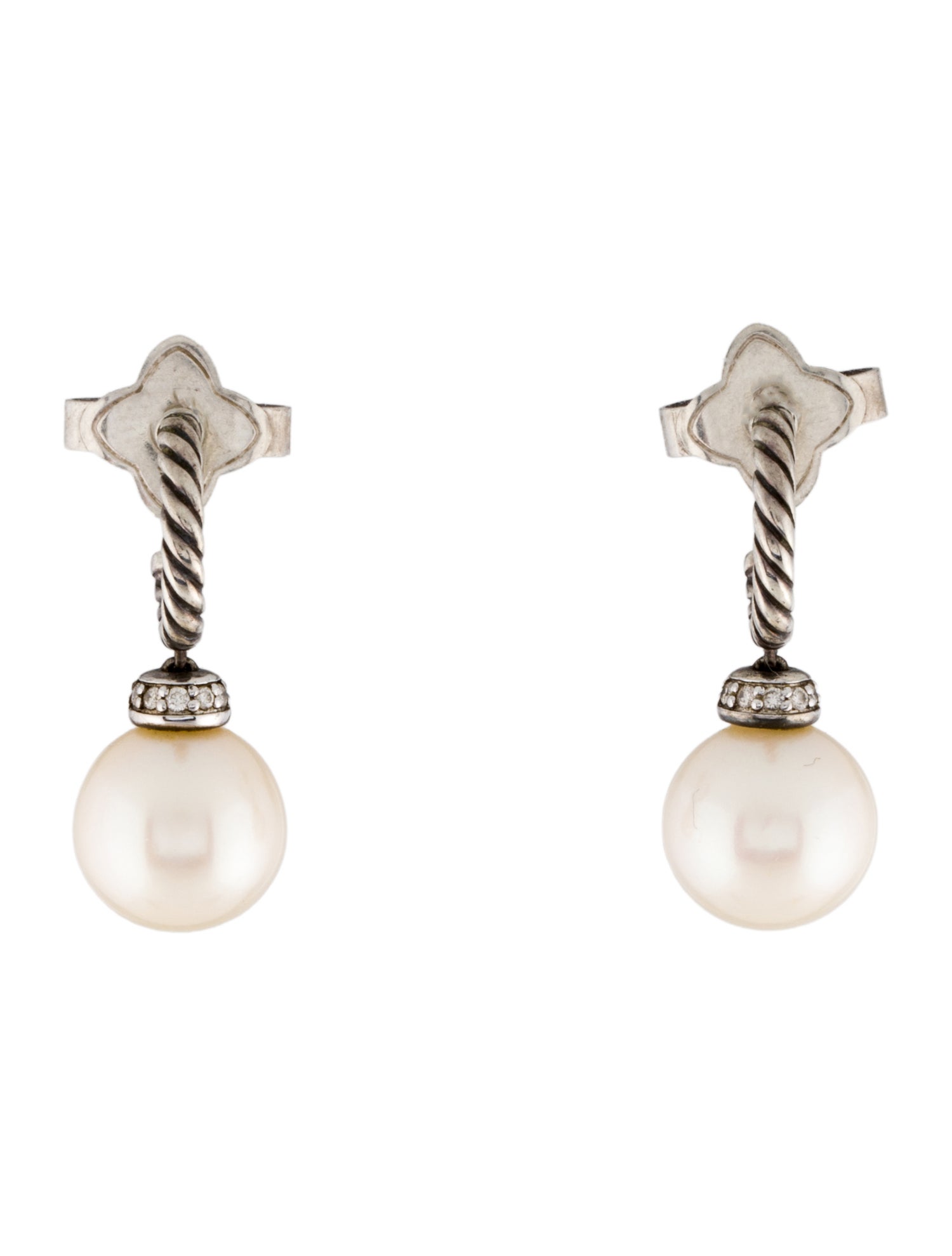 David Yurman Pearl & Diamond Solari Drop Earrings