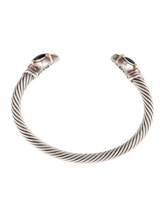 David Yurman Onyx & Ruby Quatrefoil Double Cable Bracelet