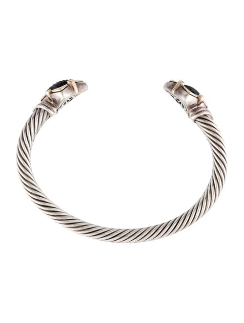 David Yurman Onyx & Ruby Quatrefoil Double Cable Bracelet