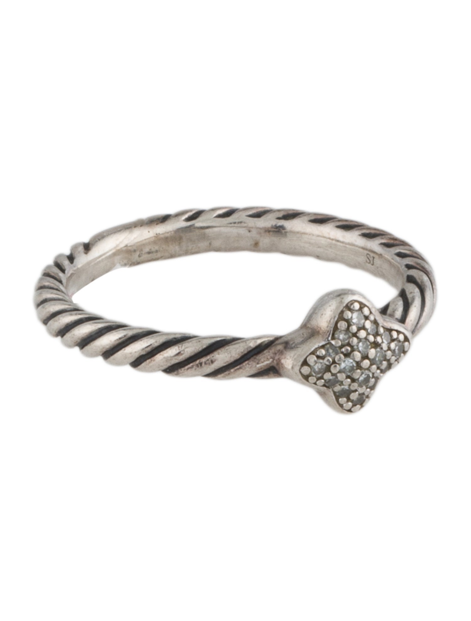 David Yurman Diamond Cable Collectibles Quatrefoil Stack Ring
