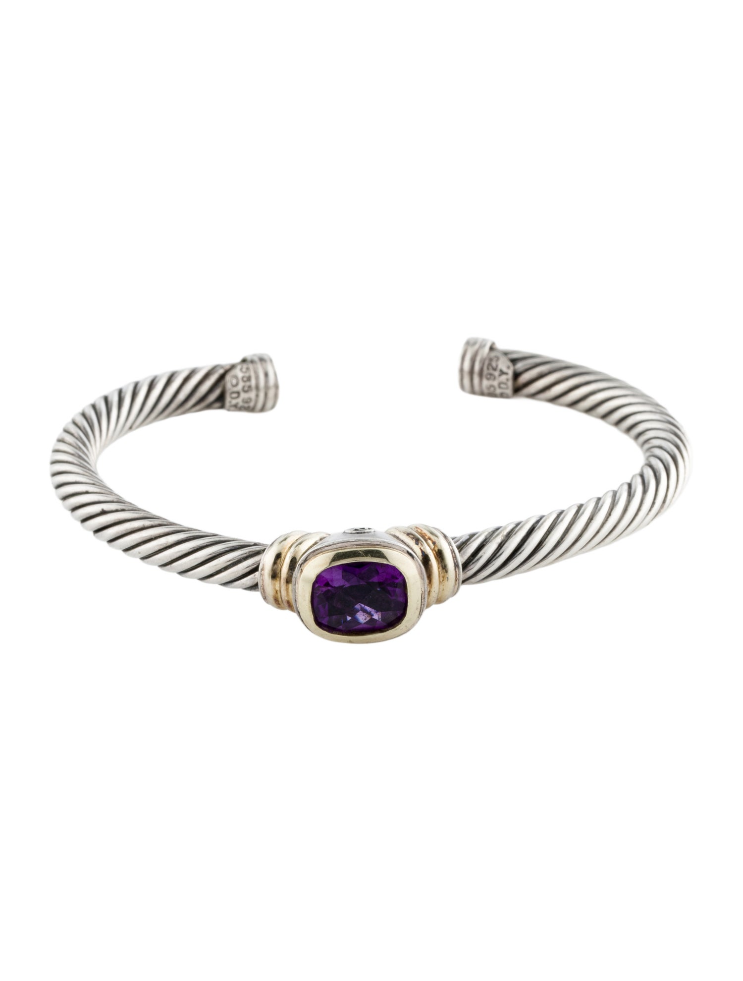 David Yurman Amethyst Two-Tone Classic Cable Bracelet