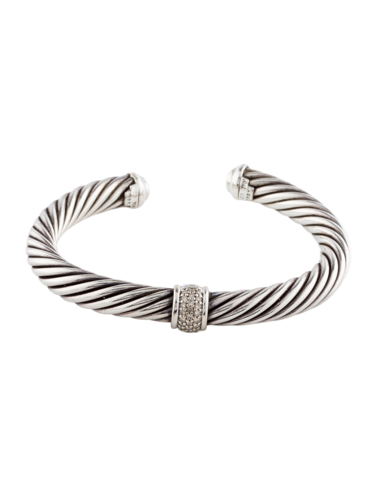 David Yurman Diamond Classic Cable Station Bracelet