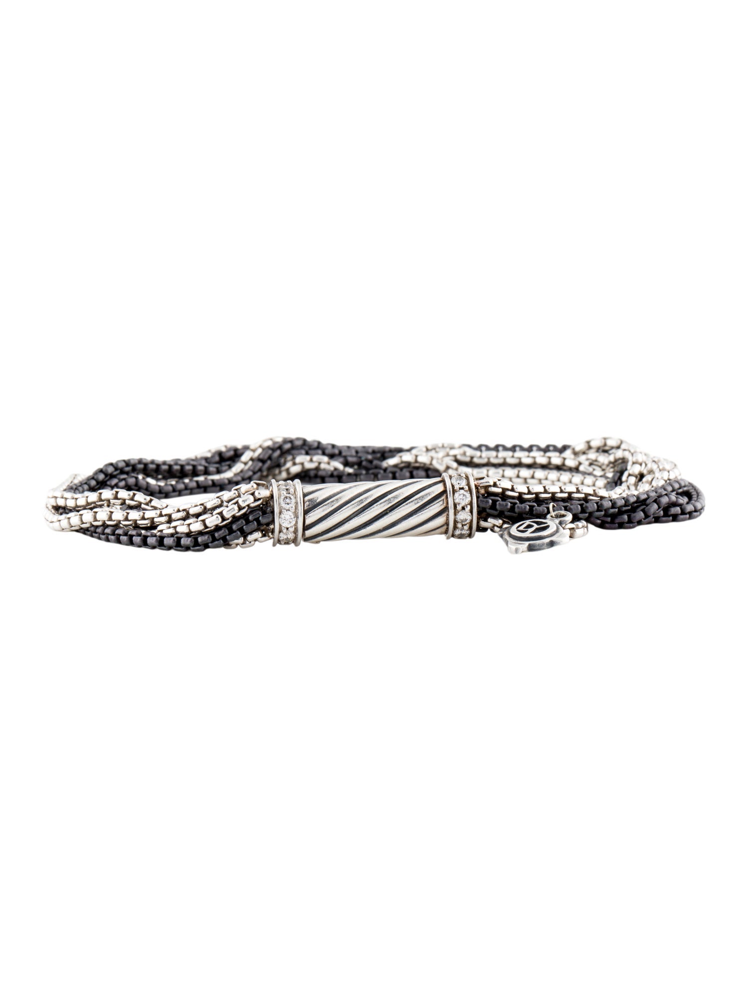 David Yurman Diamond Multistrand Box Chain Bracelet