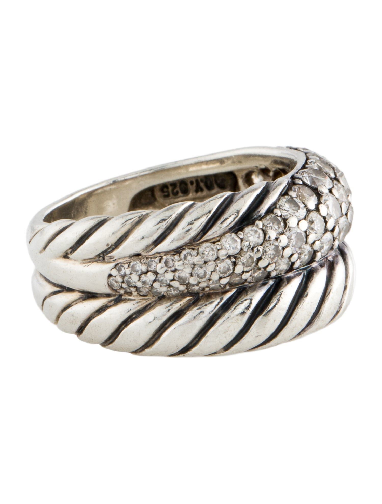David Yurman Diamond Thoroughbred Pavé Cable Wrap Ring