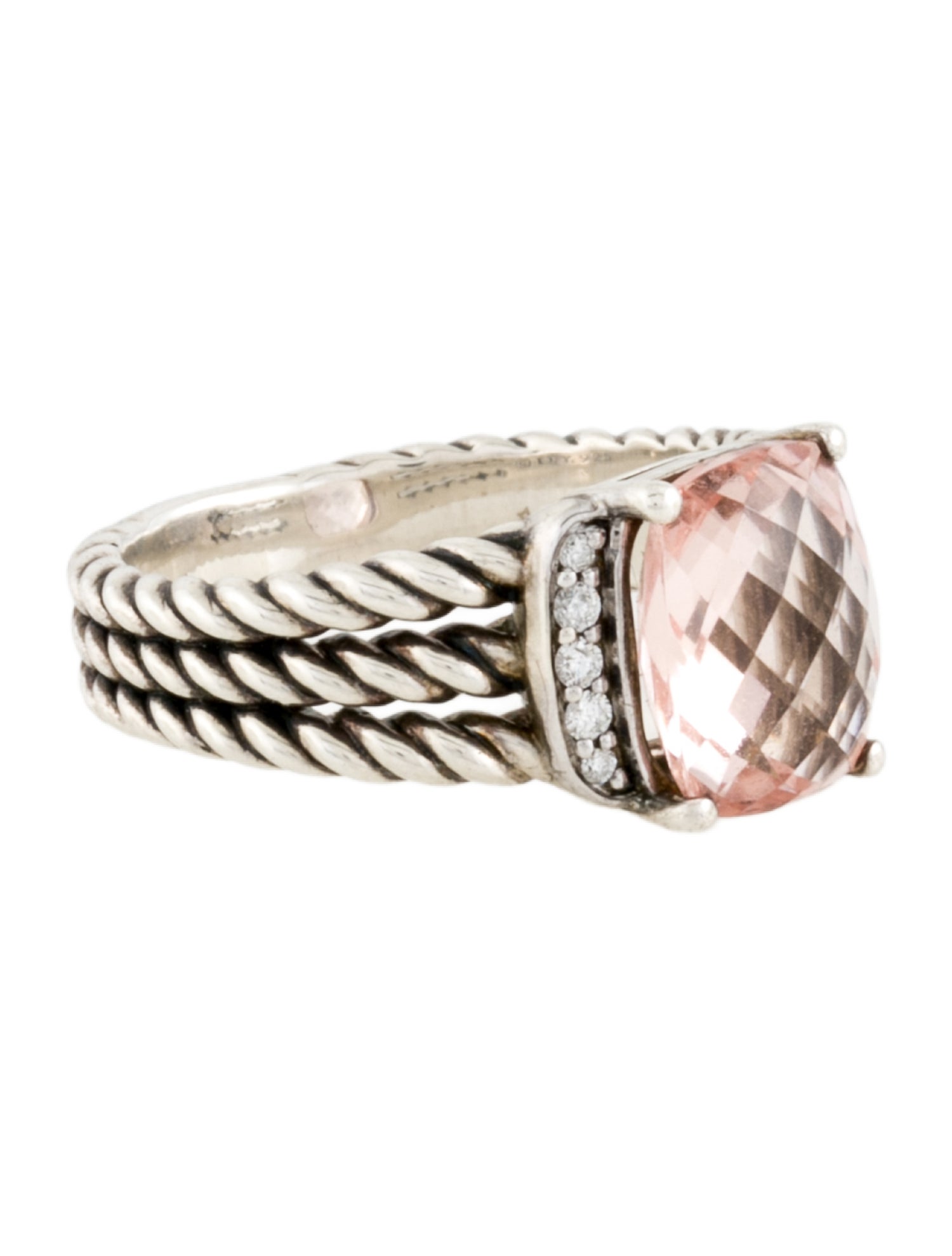 David Yurman Morganite & Diamonds Petite Wheaton Ring