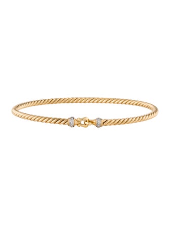 David Yurman 18K Diamond Buckle Classic Cable Bracelet