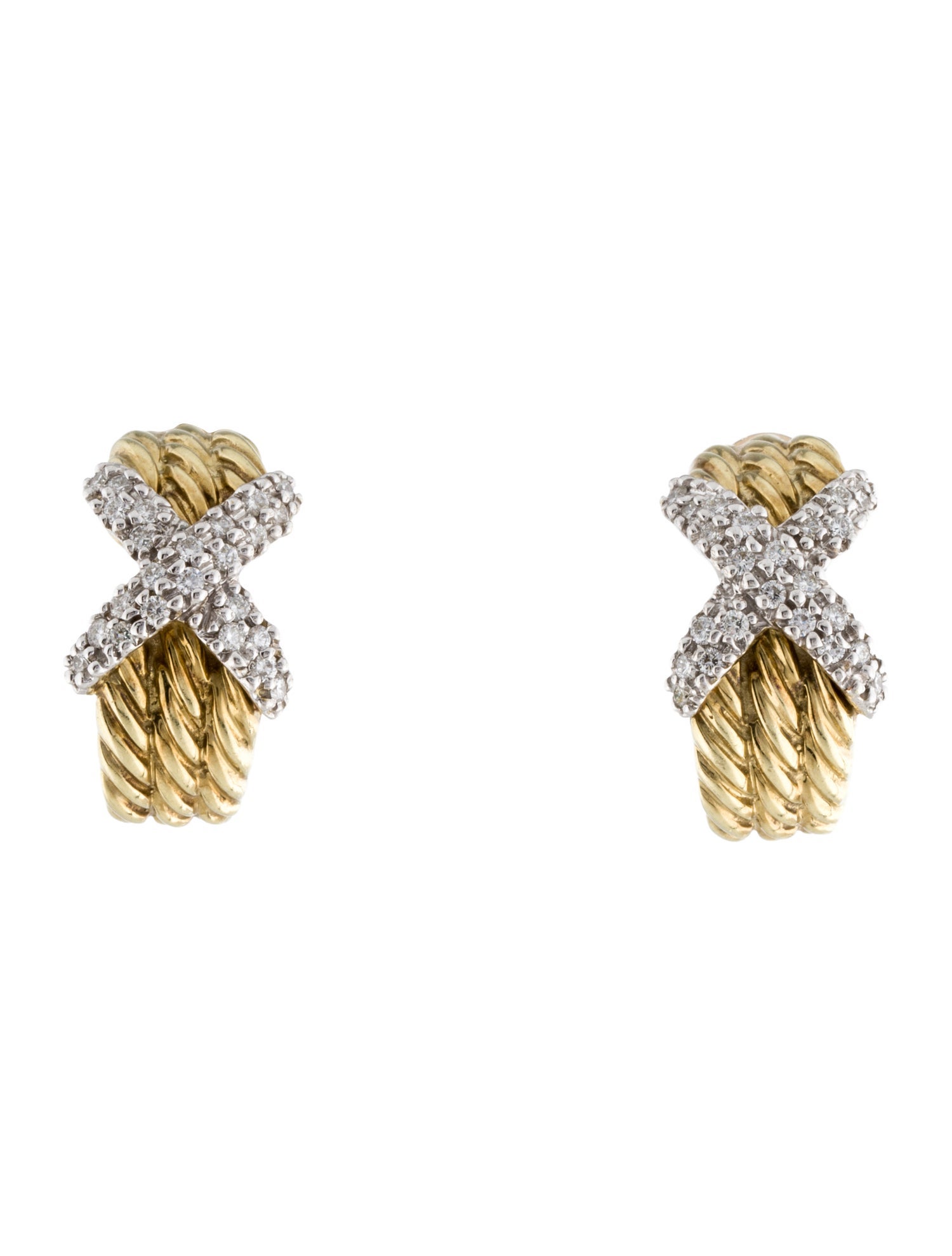 David Yurman Vintage 14K Diamond X Earclips
