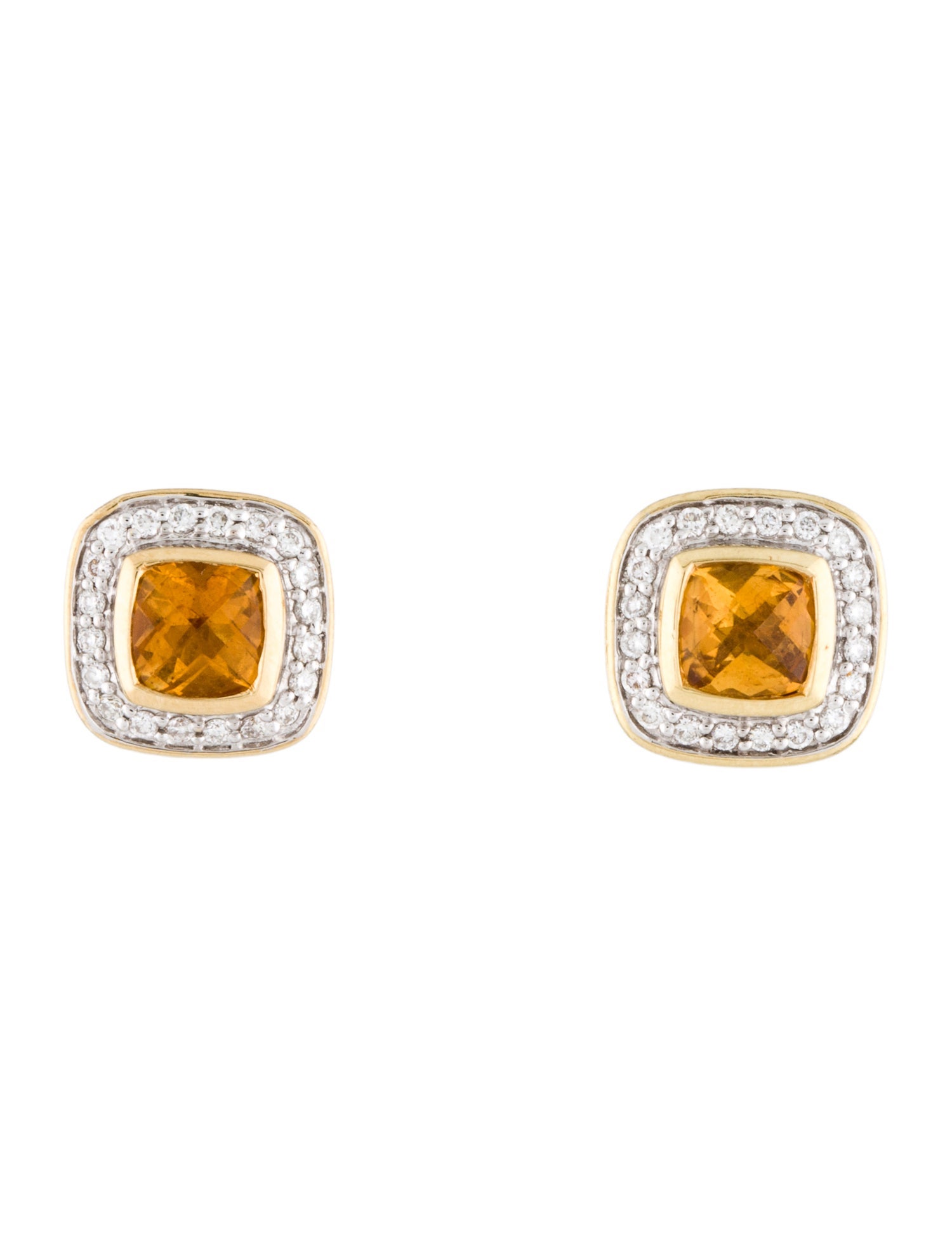 David Yurman 18K Citrine & Diamond Petite Albion Stud Earrings