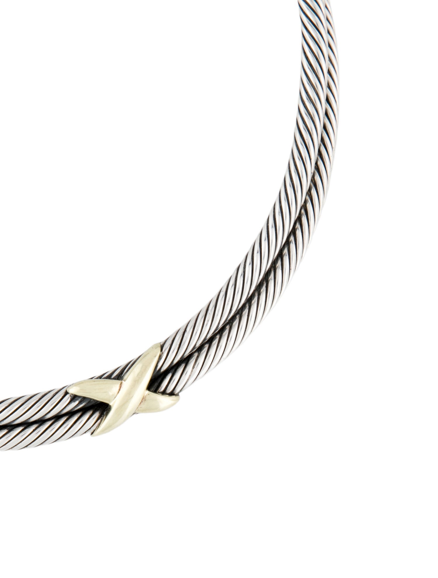 David Yurman Vintage Two-Tone Double X Cable Collar Necklace