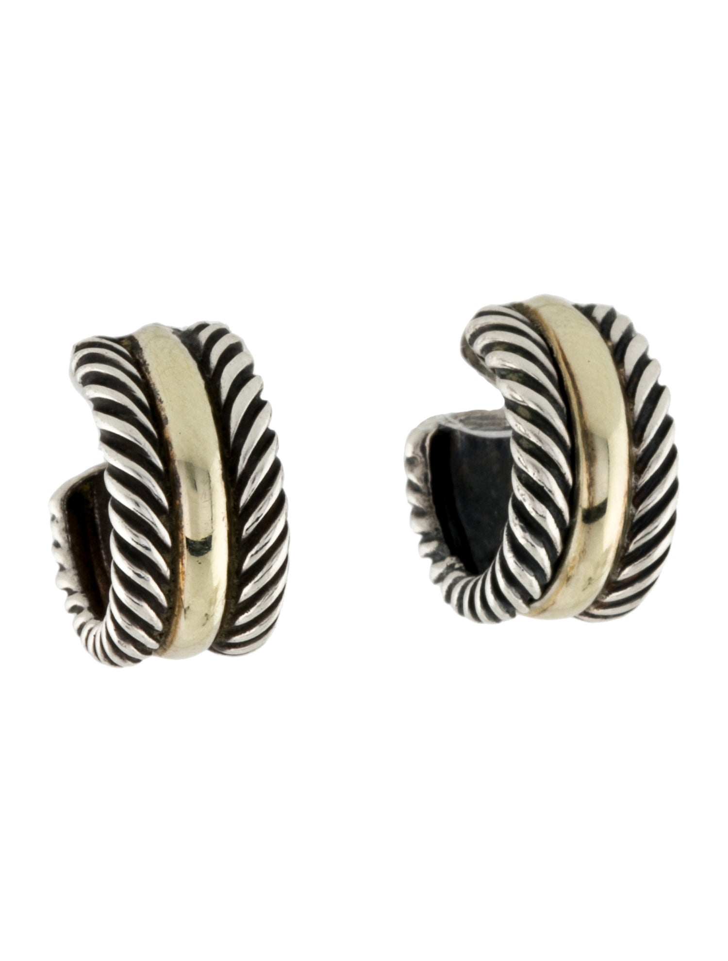 David Yurman Two Tone Cable Collectibles® Huggie Hoop Earrings