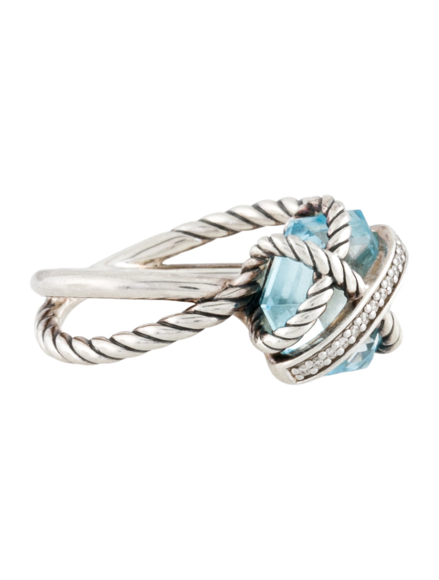 David Yurman Topaz and Diamond Cable Wrap Ring