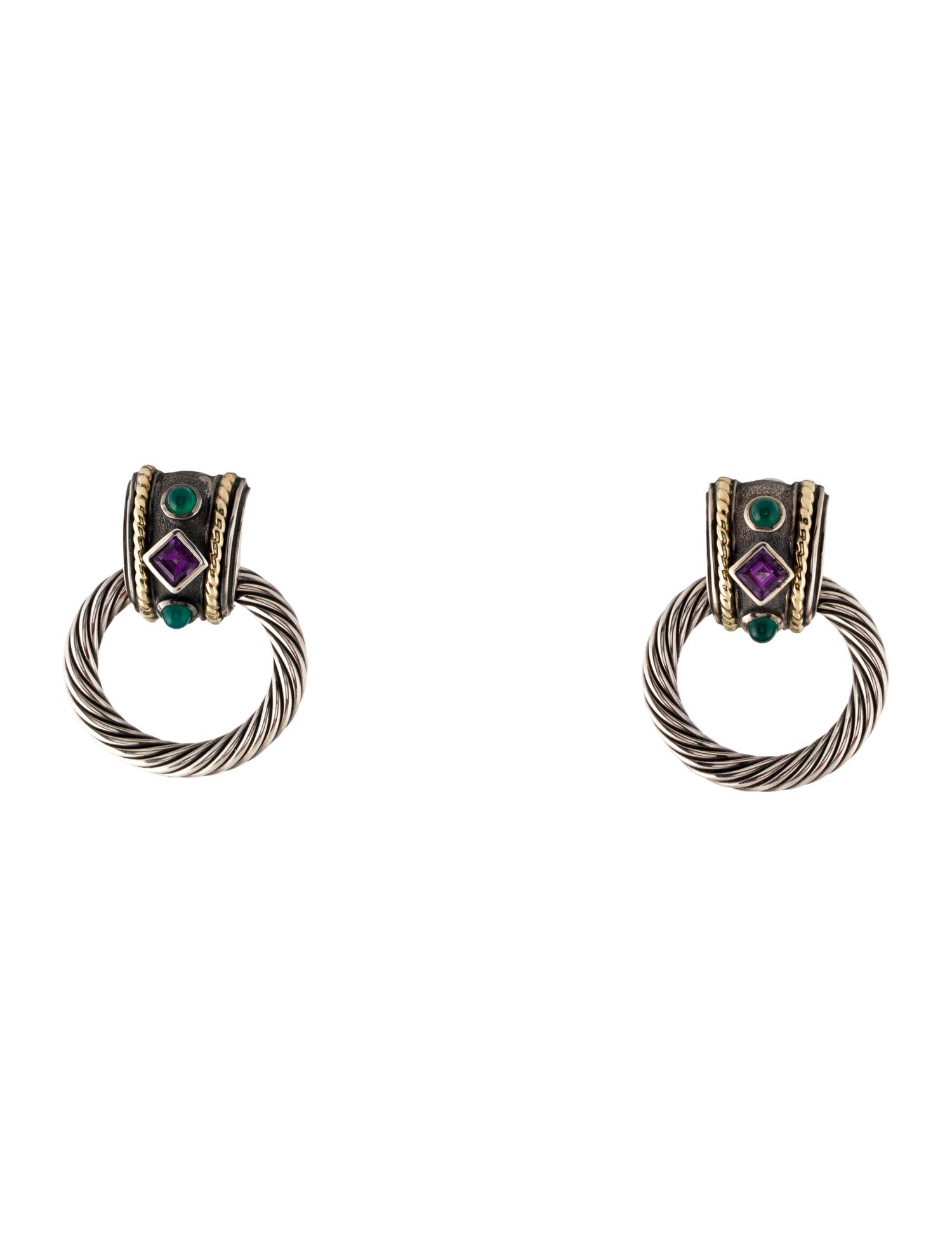 David Yurman Amethyst & Dyed Chalcedony Renaissance Doorknocker Earrings