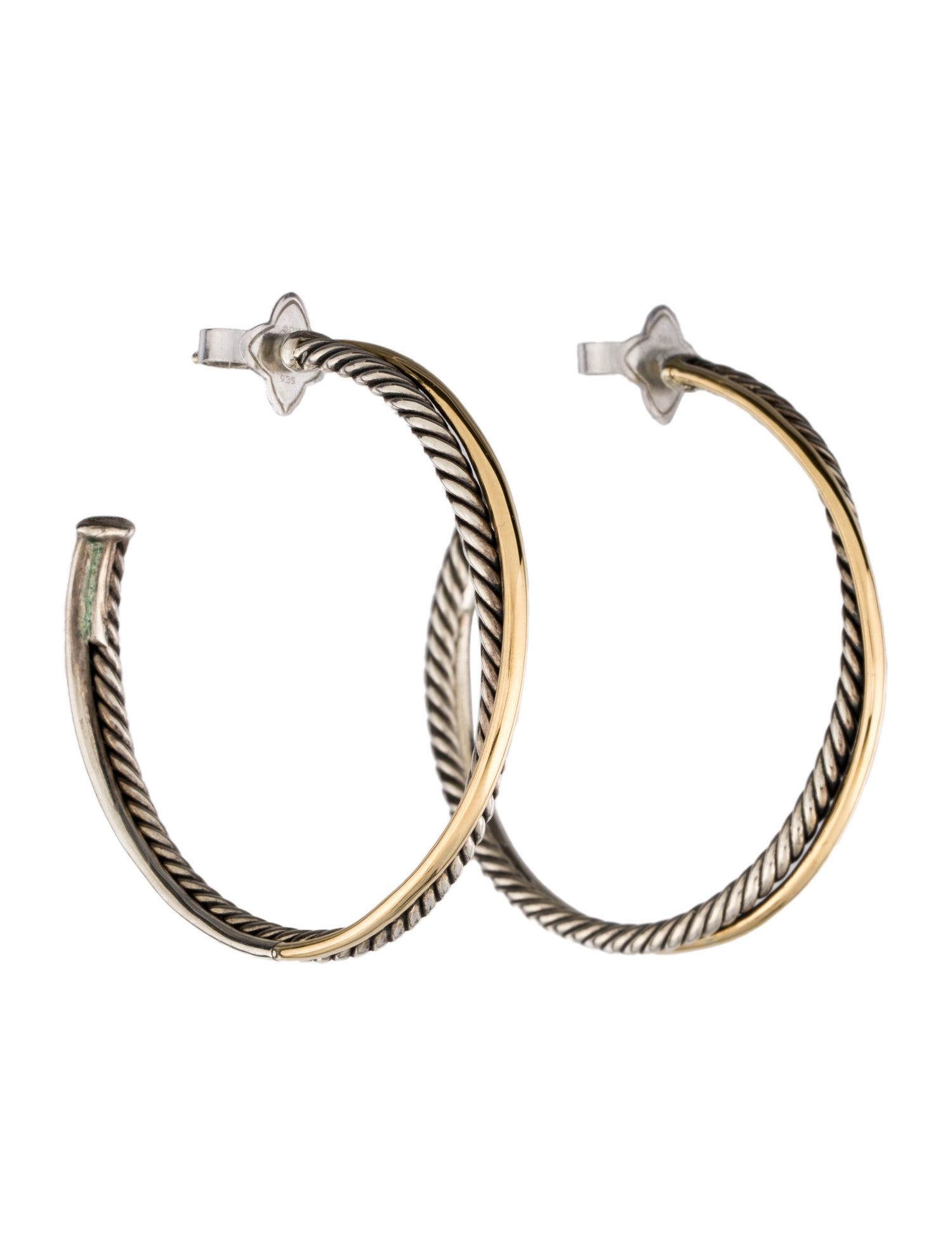David Yurman Two-Tone Crossover Hoop Earrings