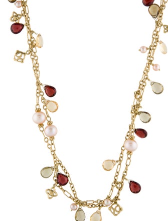 David Yurman 18K Pearl, Citrine, Quartz & Garnet Long Station Necklace
