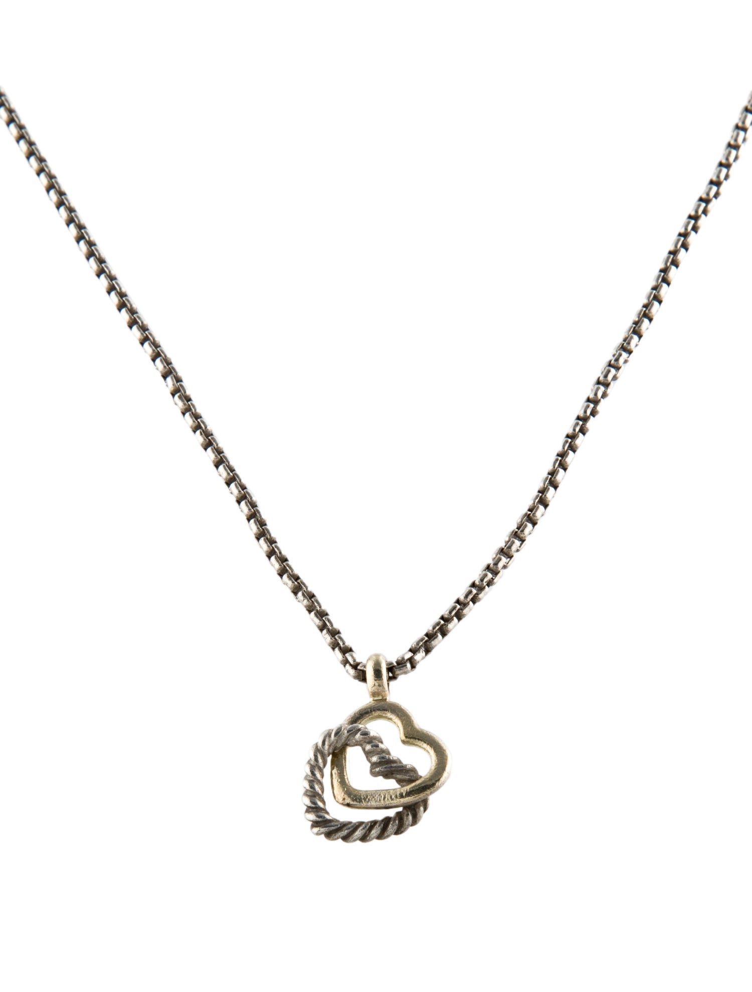 David Yurman Two-Tone Double Heart Pendant Necklace