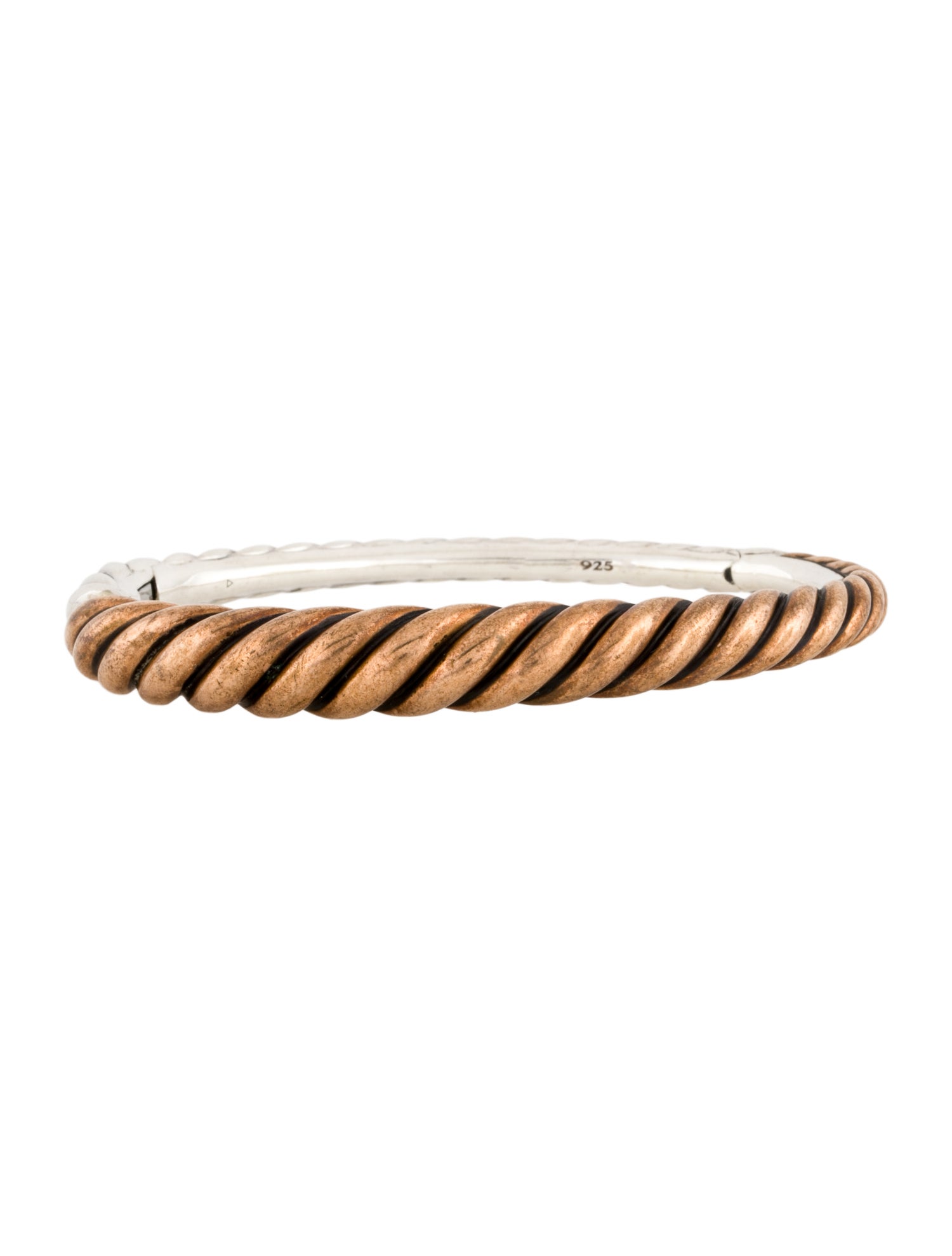 David Yurman Pure Form Mixed Metal Cable Hinged Bracelet
