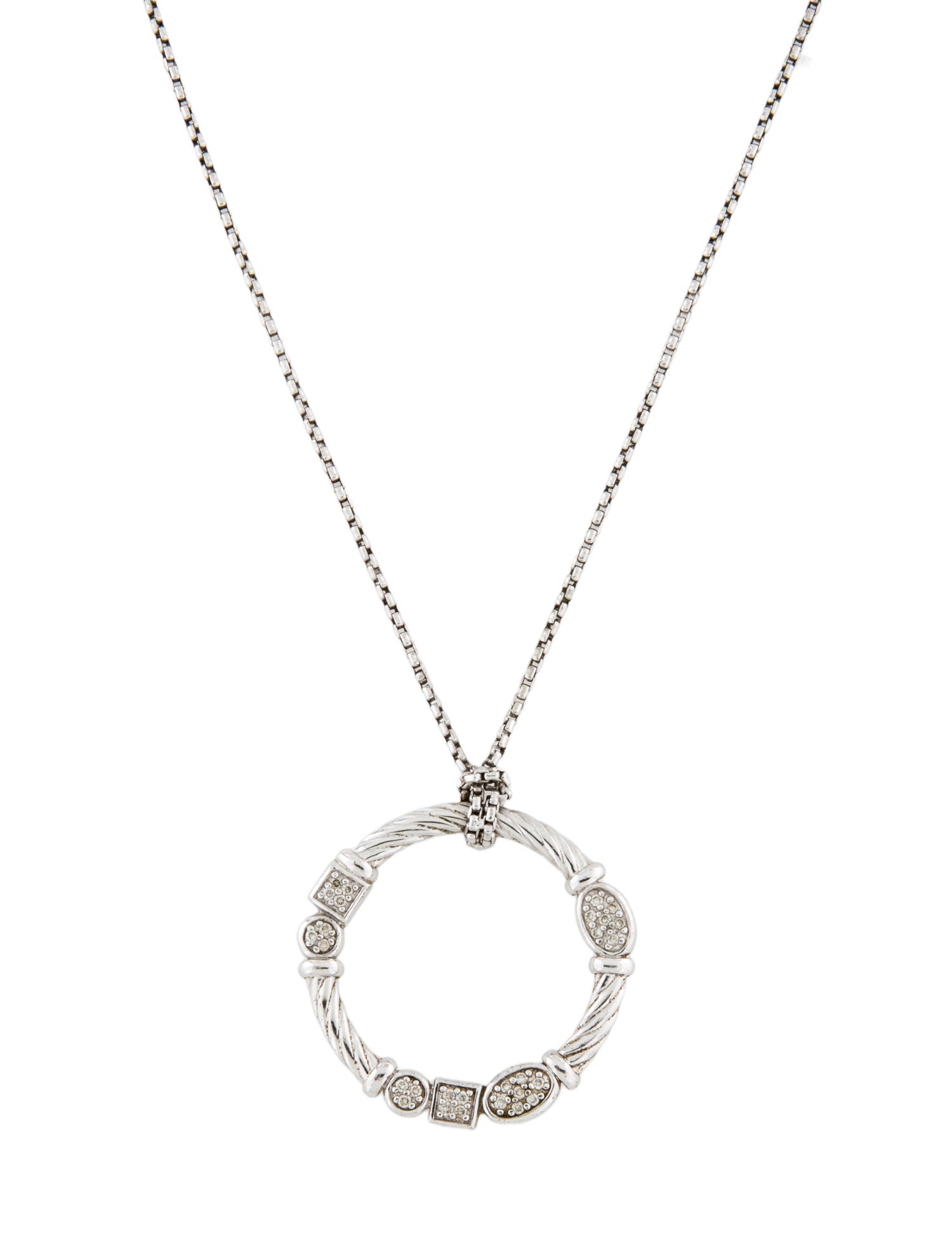 David Yurman Diamond Circle Pendant Necklace