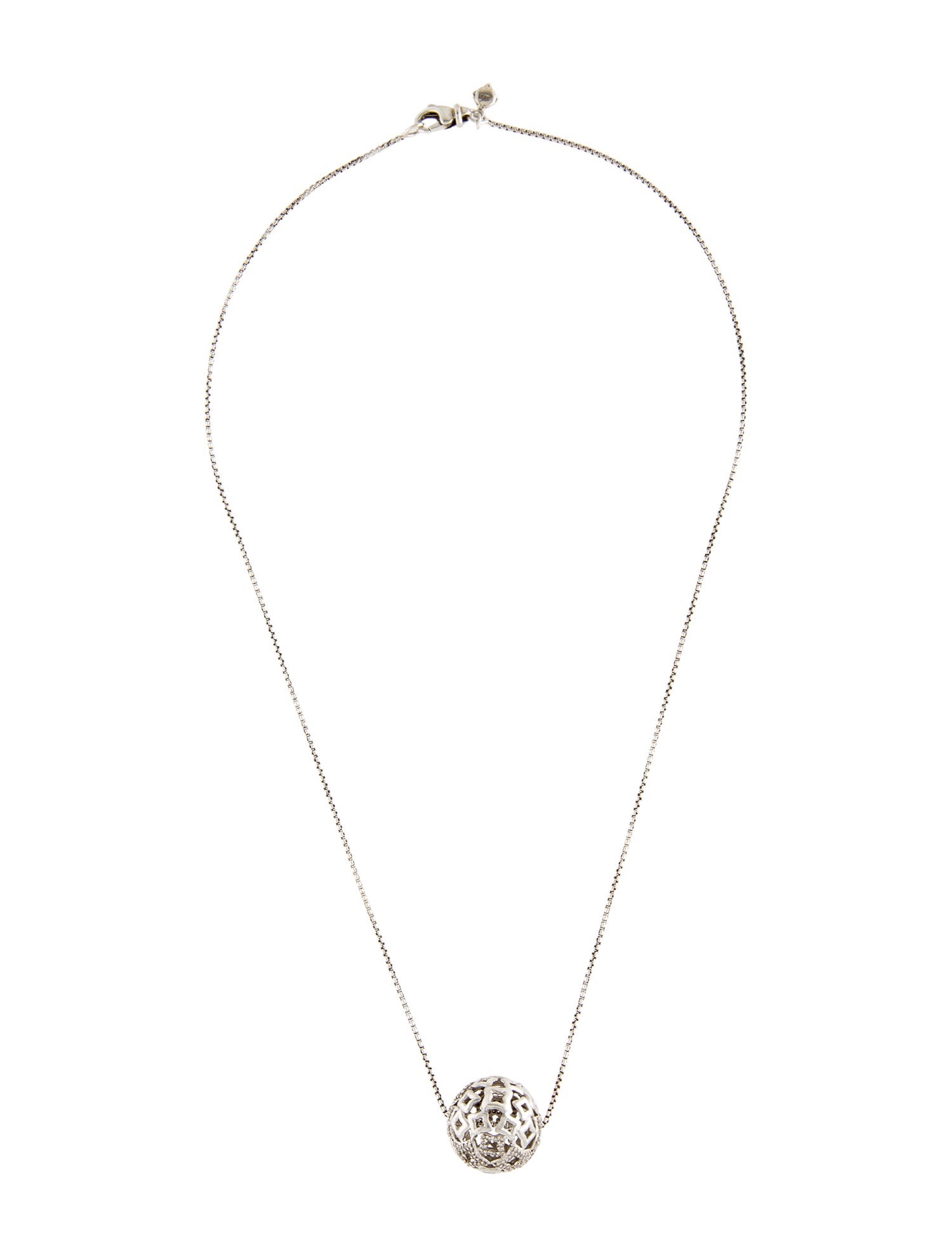David Yurman Diamond Tapestry Quatrefoil Ball Pendant Necklace