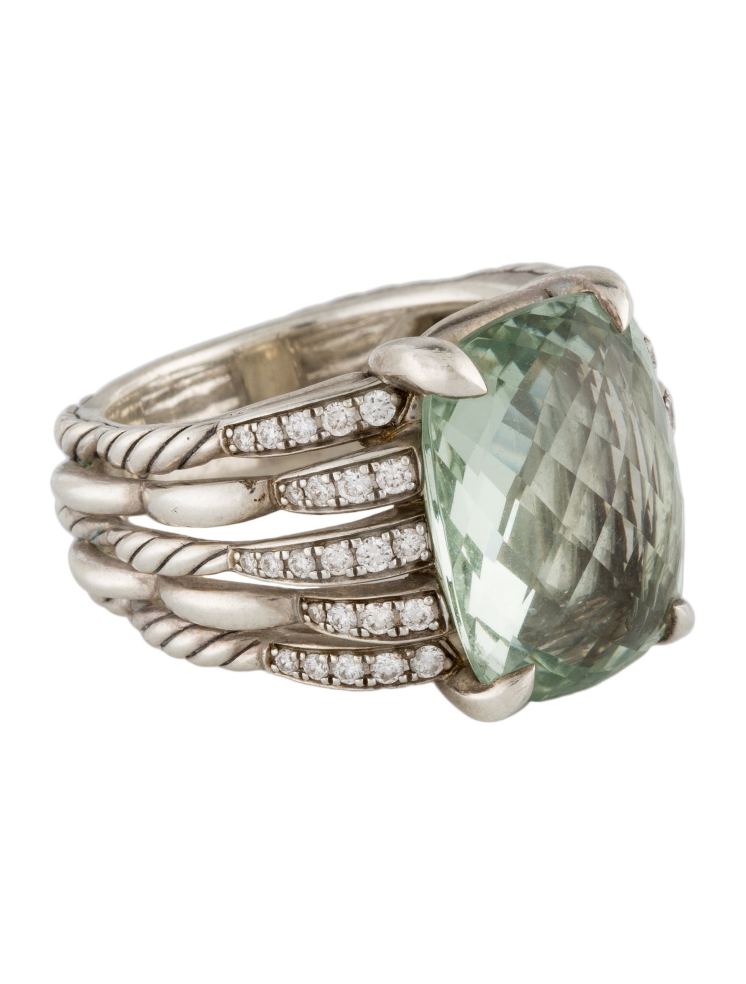 David Yurman Prasiolite & Diamond Tides Ring